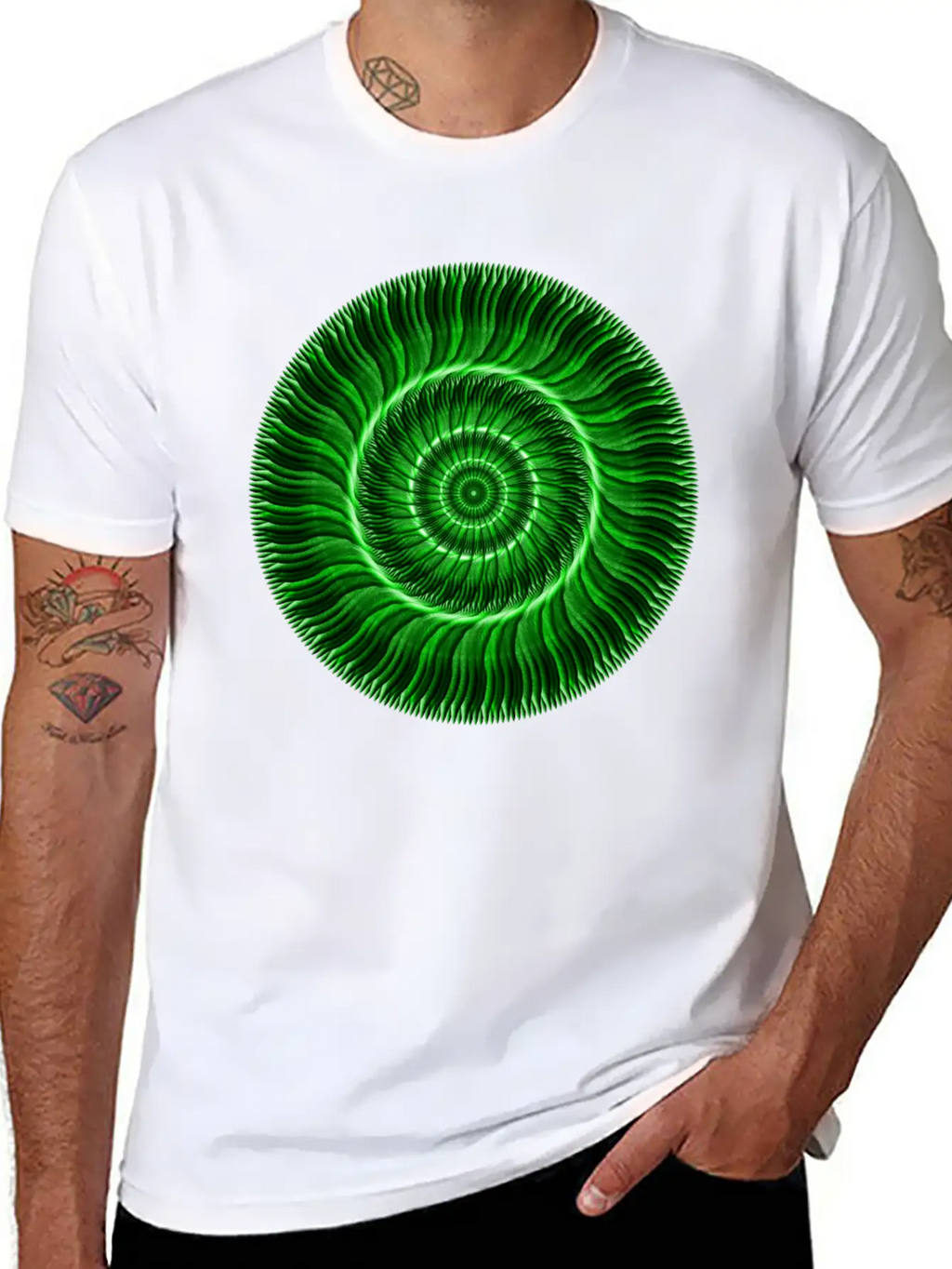 Watcher Of Green Mandala Breathable Soft Cotton T-Shirt – Timeless Casual Look
