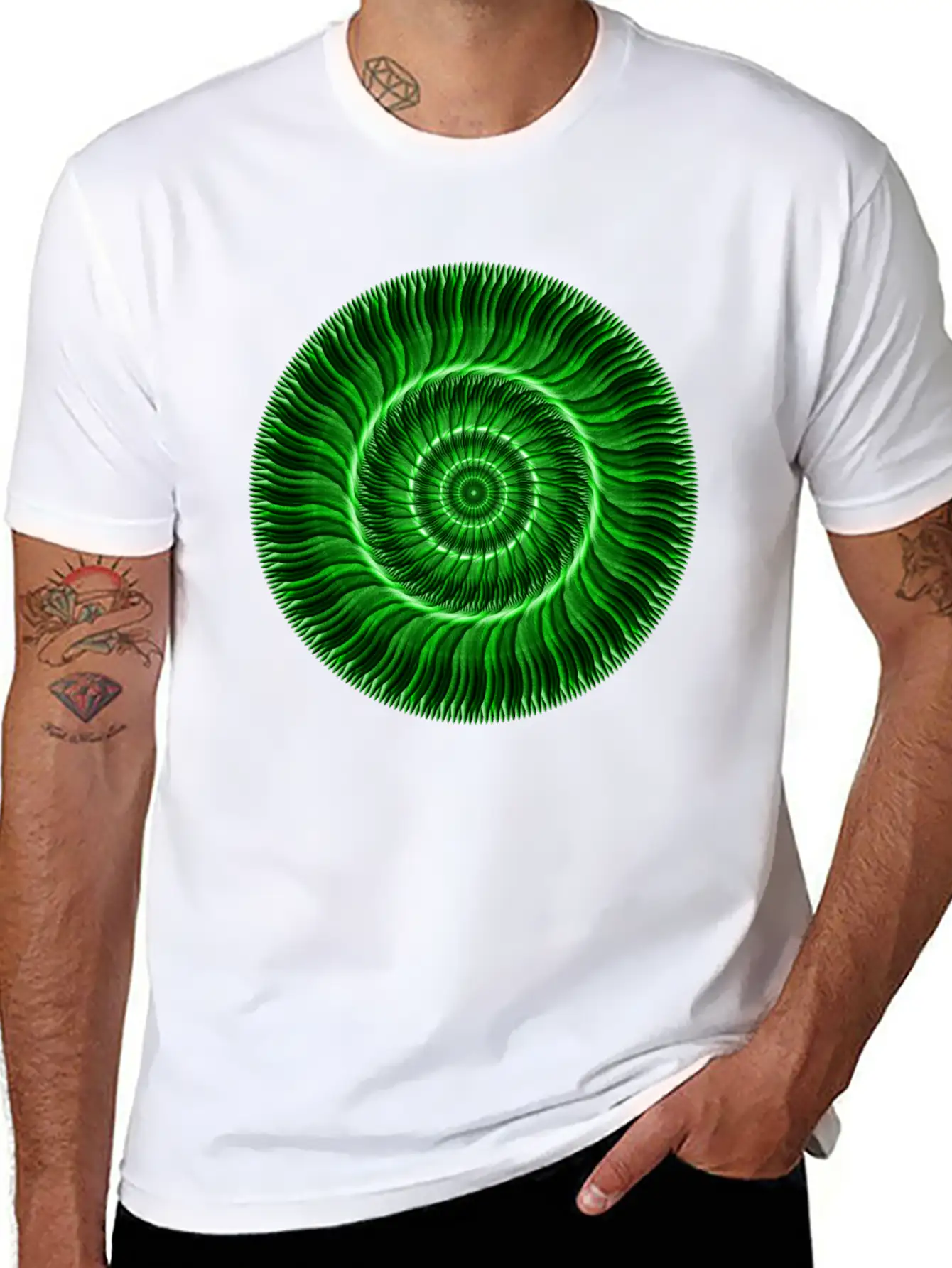 Watcher Of Green Mandala Breathable Soft Cotton T-Shirt – Timeless Casual Look