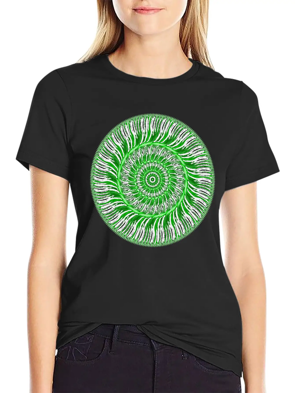 Watcher Of Green Mandala Breathable Soft Cotton T-Shirt – Timeless Casual Look