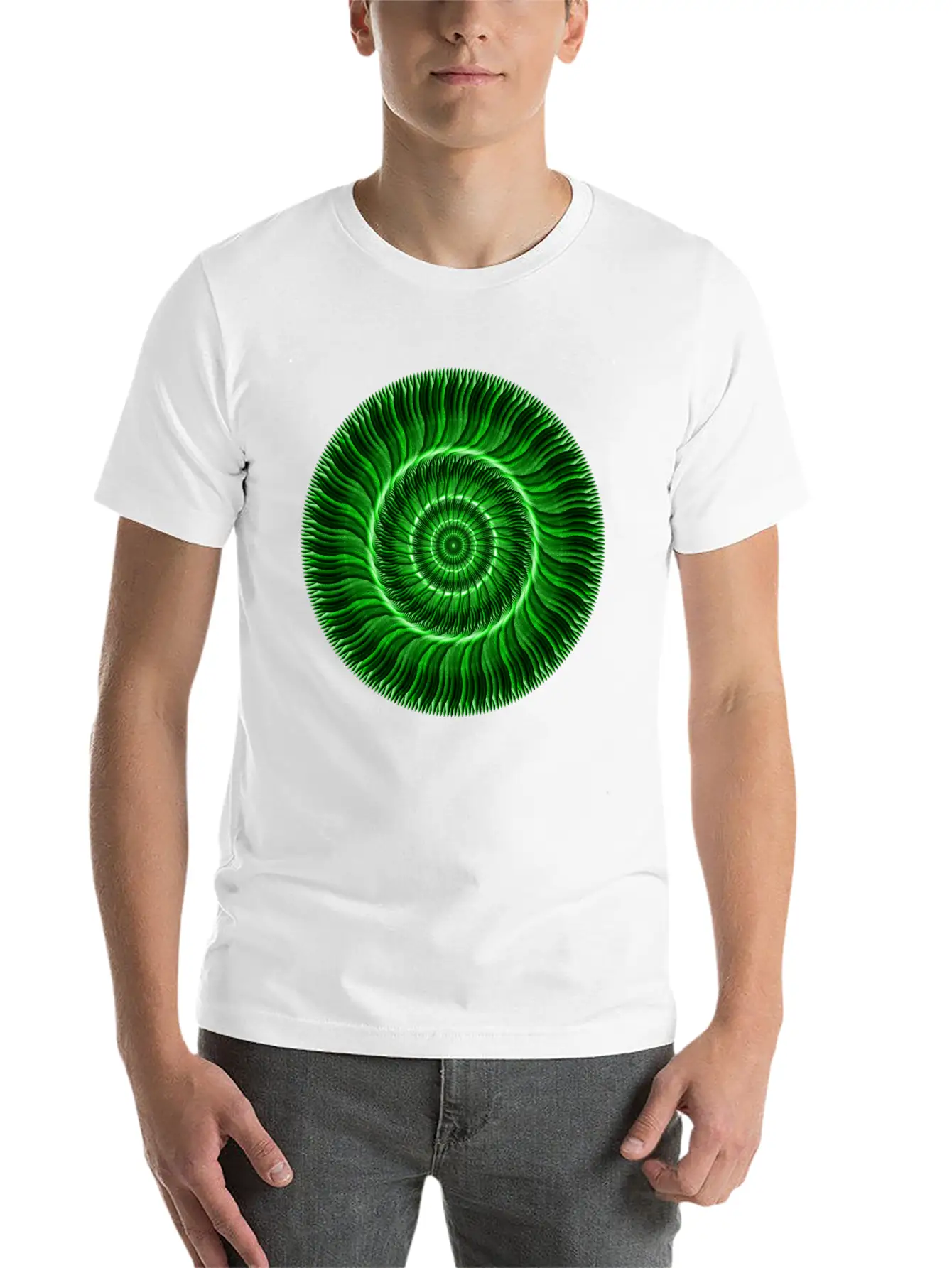 Watcher Of Green Mandala Breathable Soft Cotton T-Shirt – Timeless Casual Look