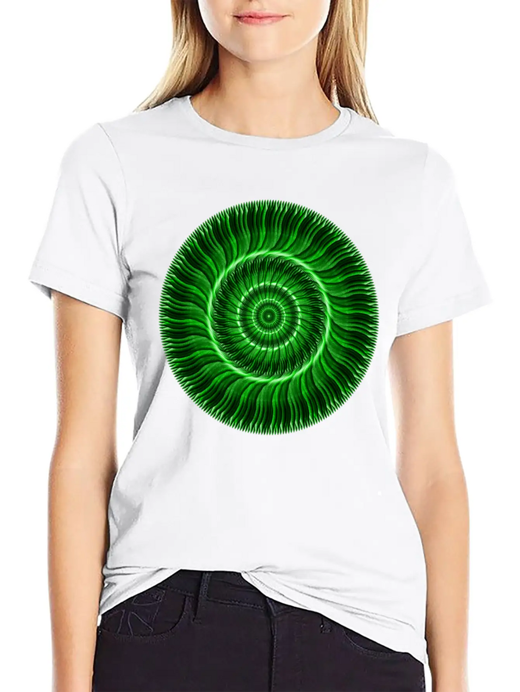 Watcher Of Green Mandala Breathable Soft Cotton T-Shirt – Timeless Casual Look