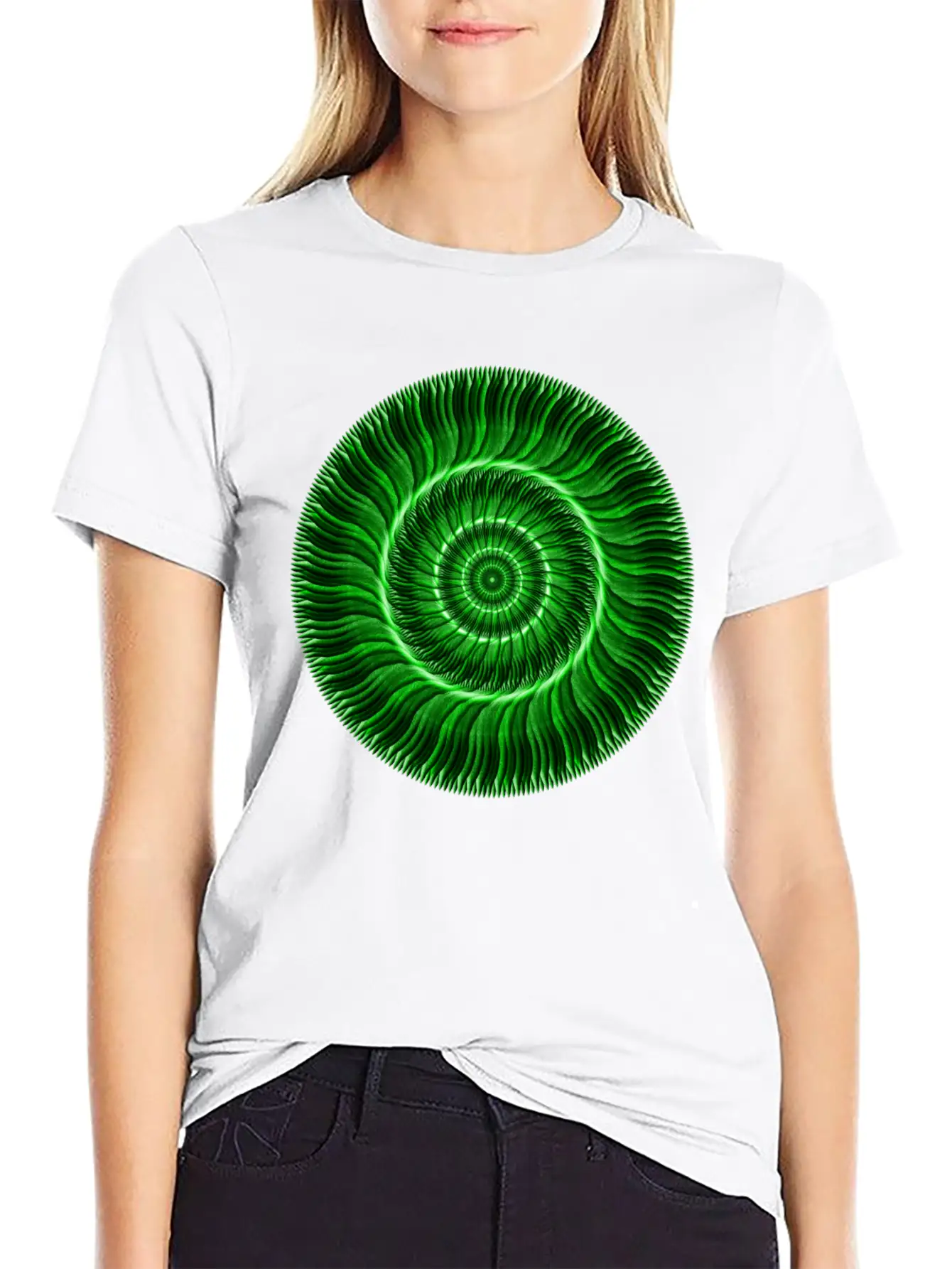 Watcher Of Green Mandala Breathable Soft Cotton T-Shirt – Timeless Casual Look