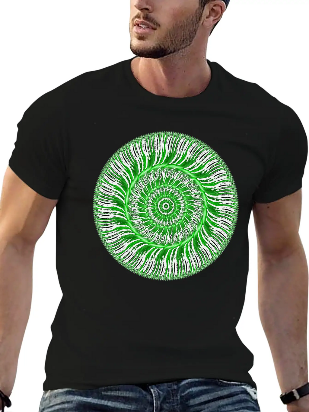 Watcher Of Green Mandala Breathable Soft Cotton T-Shirt – Timeless Casual Look