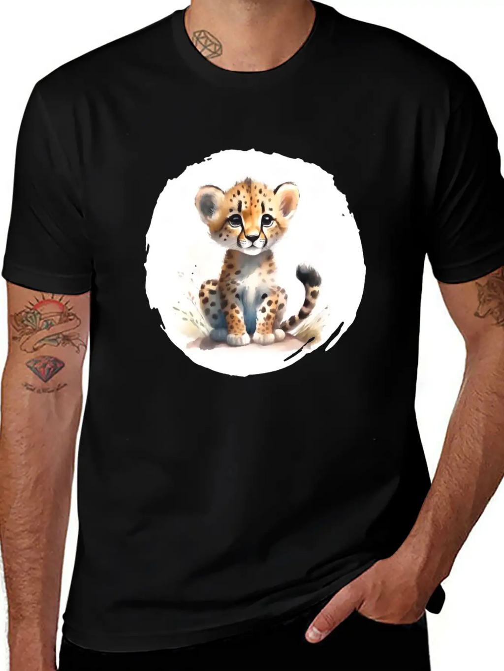 Watercolor Cheetah Stylish Everyday T-Shirt – Unisex Basic Cotton Tee