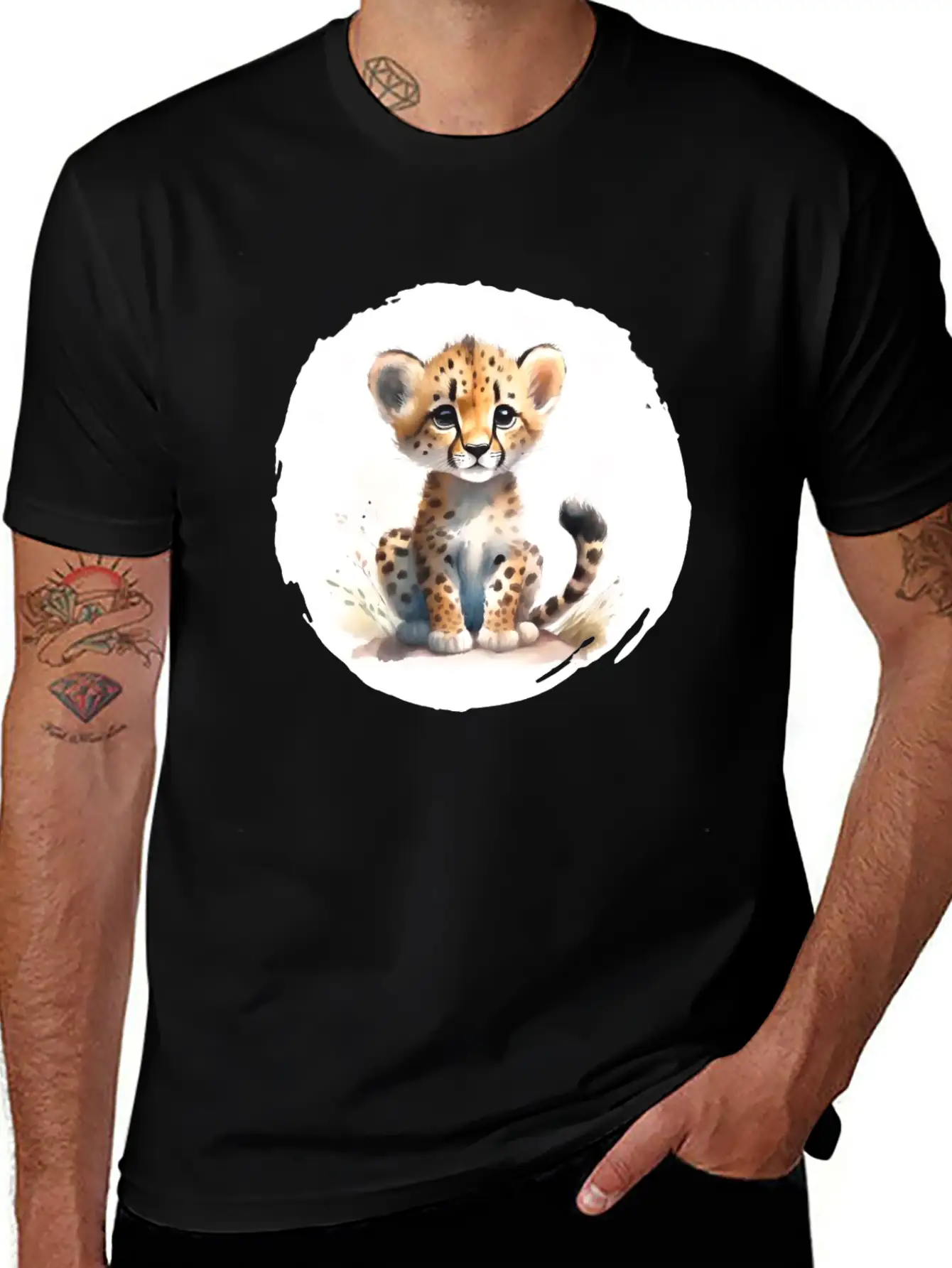 Watercolor Cheetah Stylish Everyday T-Shirt – Unisex Basic Cotton Tee