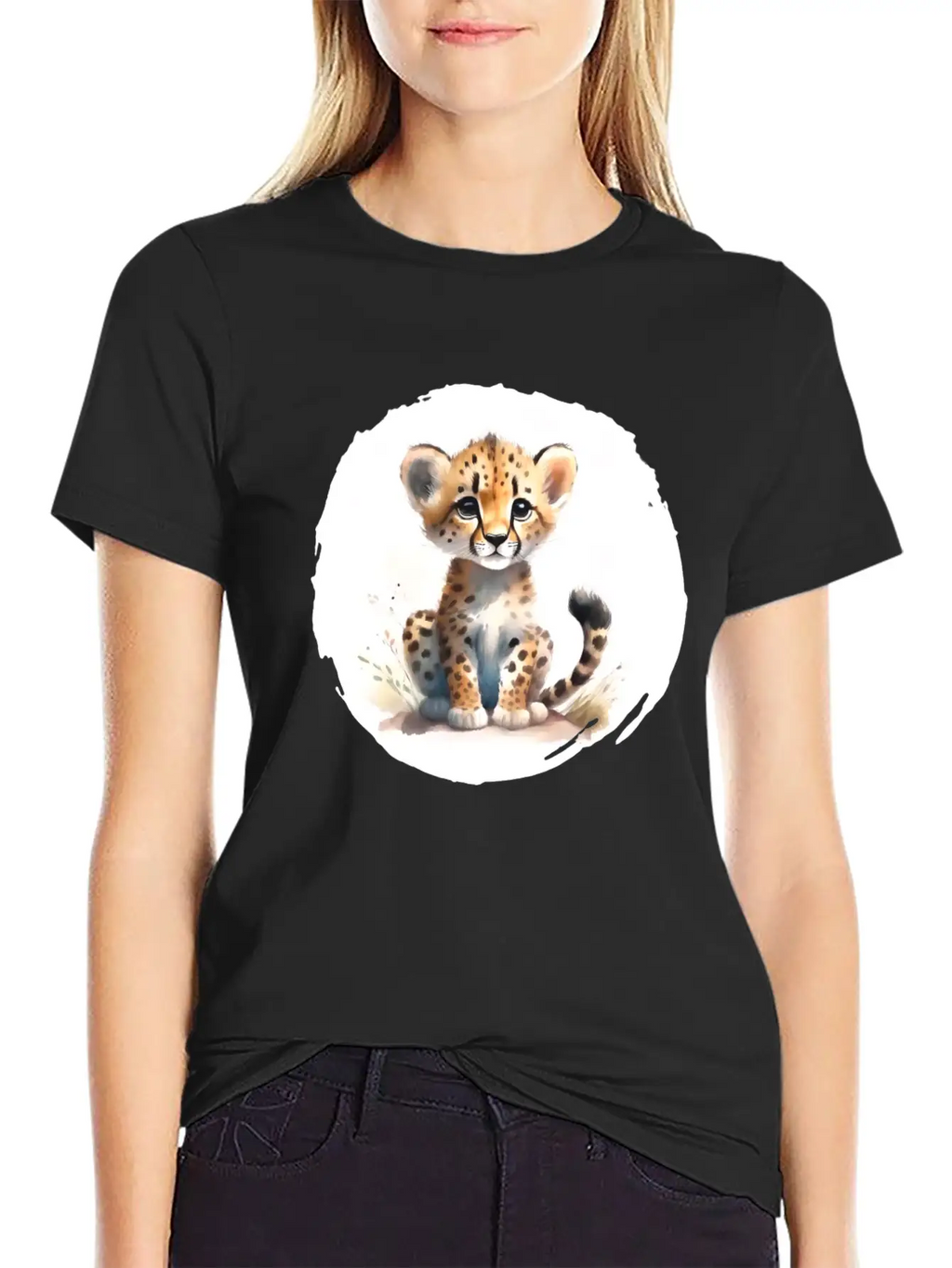 Watercolor Cheetah Stylish Everyday T-Shirt – Unisex Basic Cotton Tee
