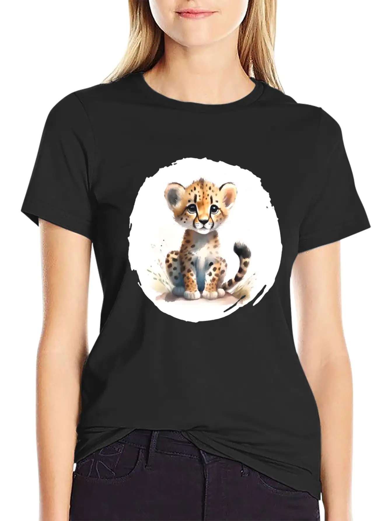 Watercolor Cheetah Stylish Everyday T-Shirt – Unisex Basic Cotton Tee