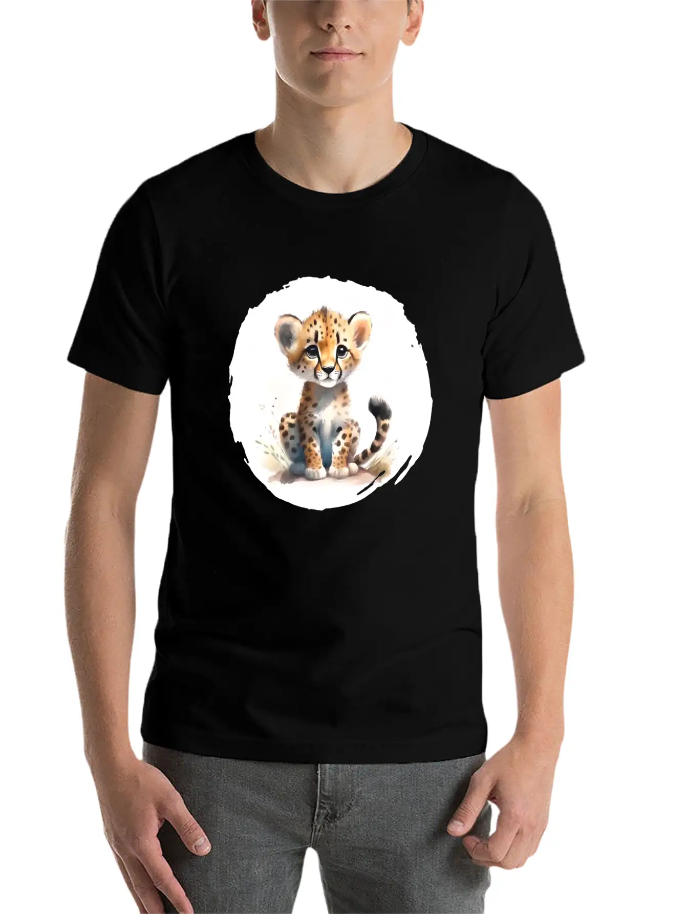 Watercolor Cheetah Stylish Everyday T-Shirt – Unisex Basic Cotton Tee