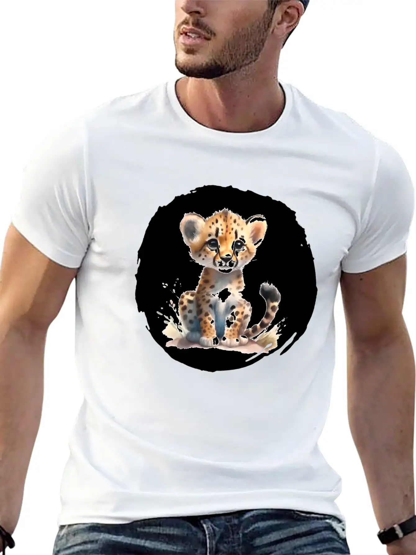 Watercolor Cheetah Stylish Everyday T-Shirt – Unisex Basic Cotton Tee