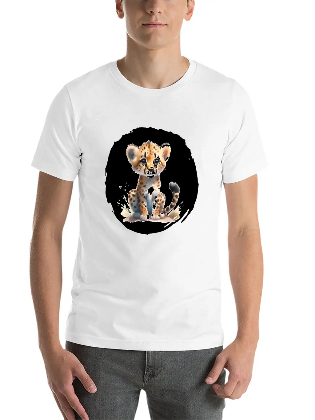 Watercolor Cheetah Stylish Everyday T-Shirt – Unisex Basic Cotton Tee