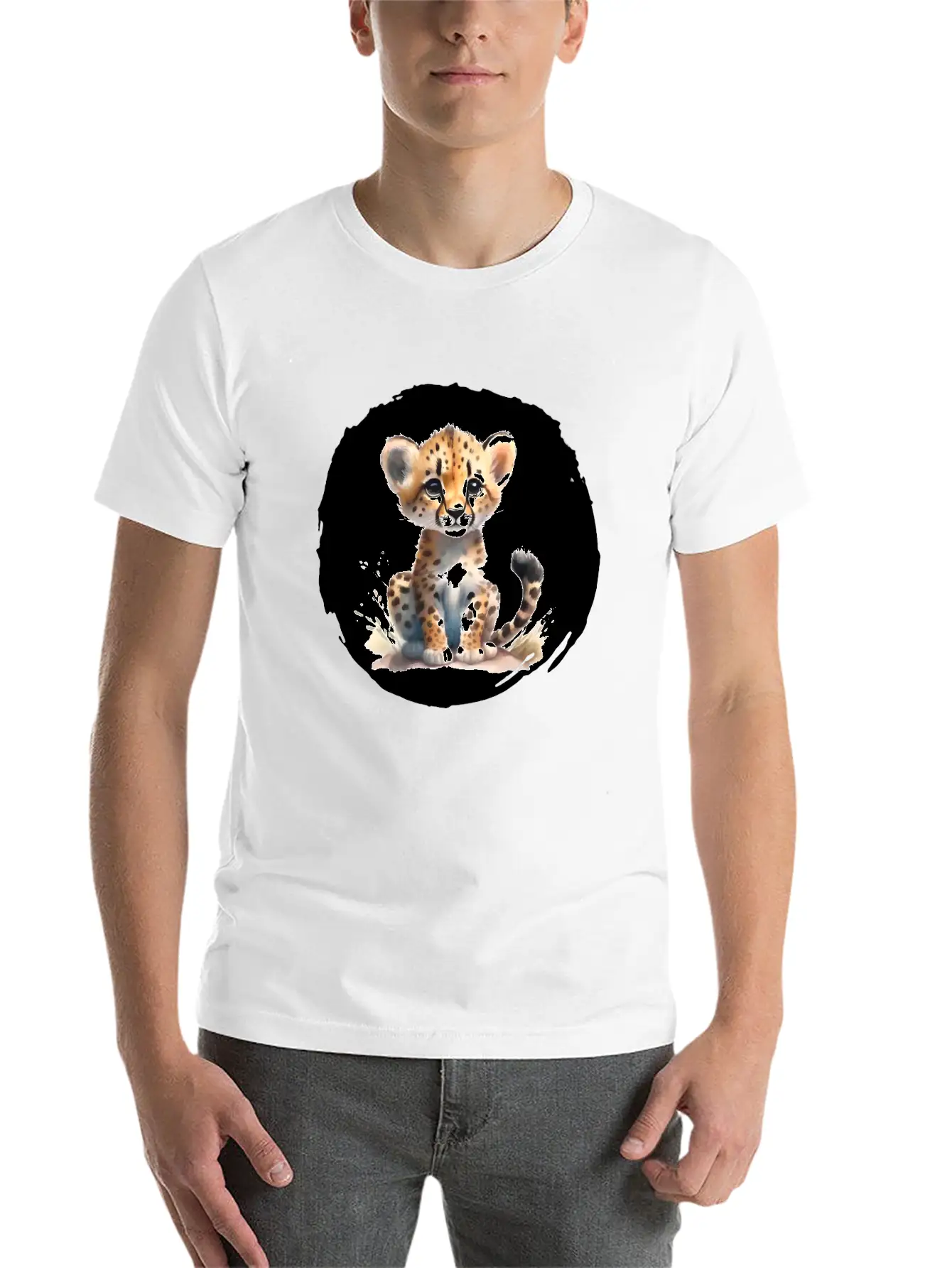 Watercolor Cheetah Stylish Everyday T-Shirt – Unisex Basic Cotton Tee