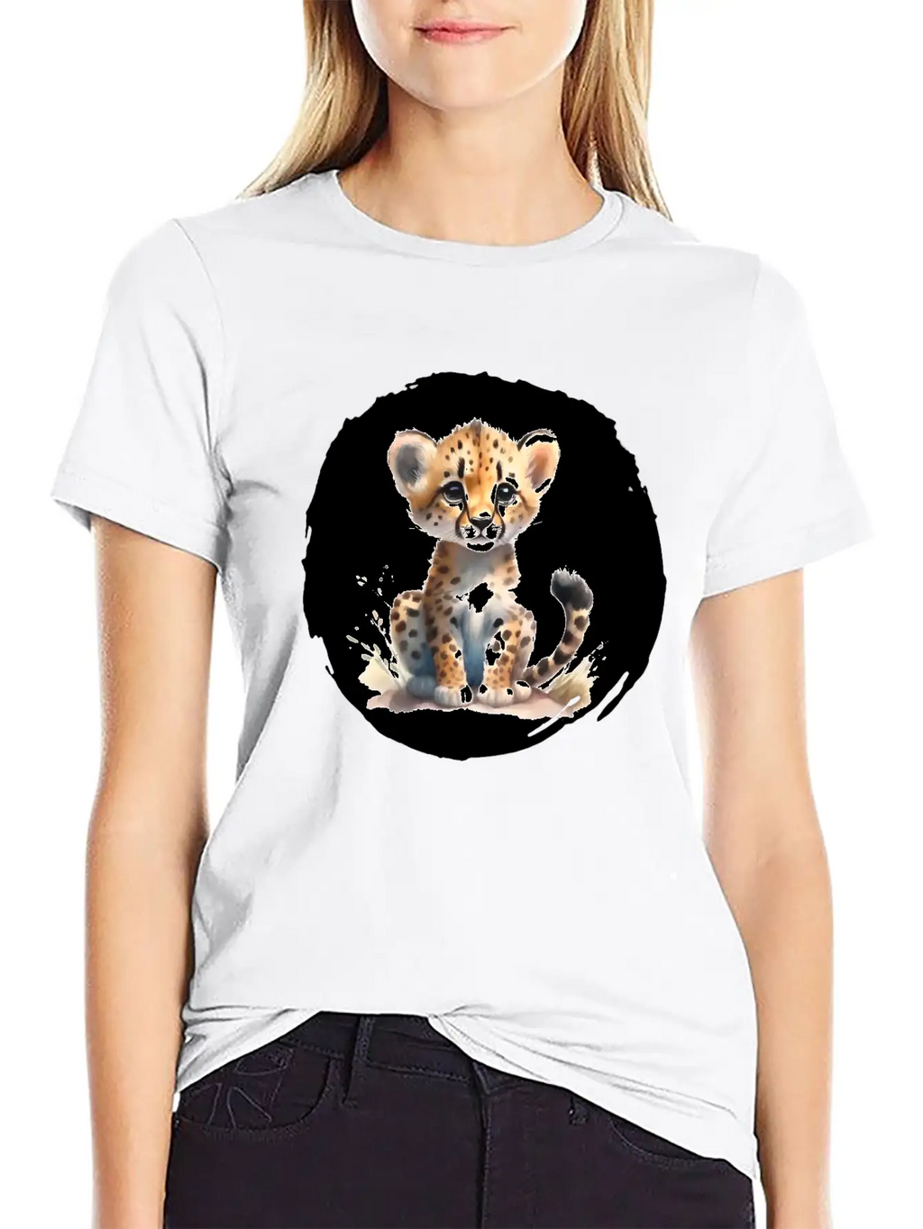 Watercolor Cheetah Stylish Everyday T-Shirt – Unisex Basic Cotton Tee