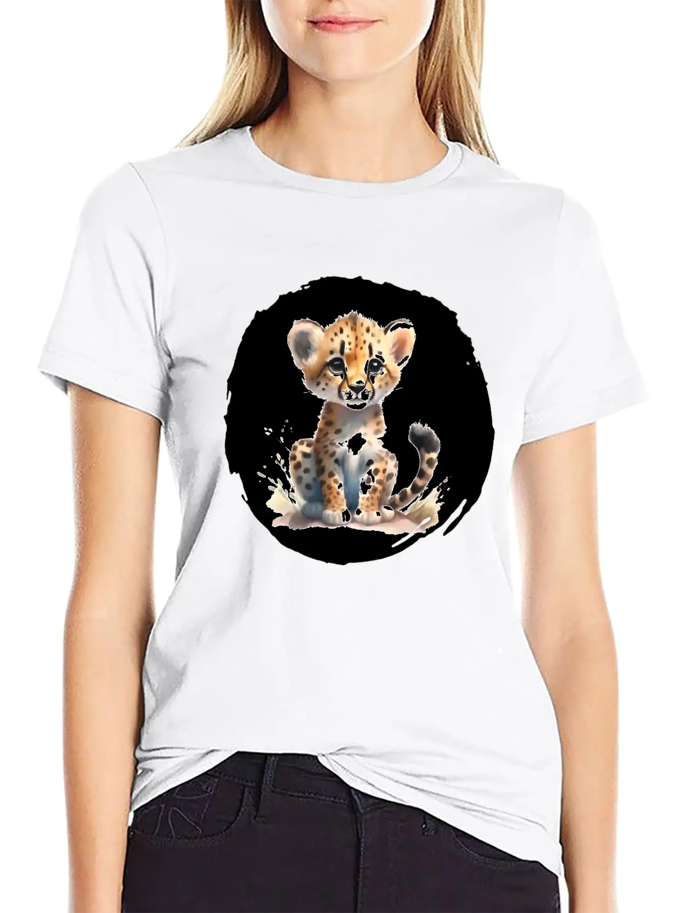 Watercolor Cheetah Stylish Everyday T-Shirt – Unisex Basic Cotton Tee