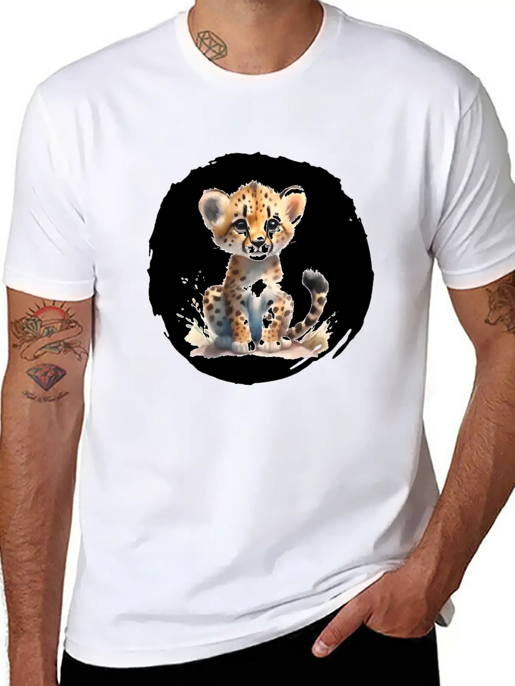 Watercolor Cheetah Stylish Everyday T-Shirt – Unisex Basic Cotton Tee