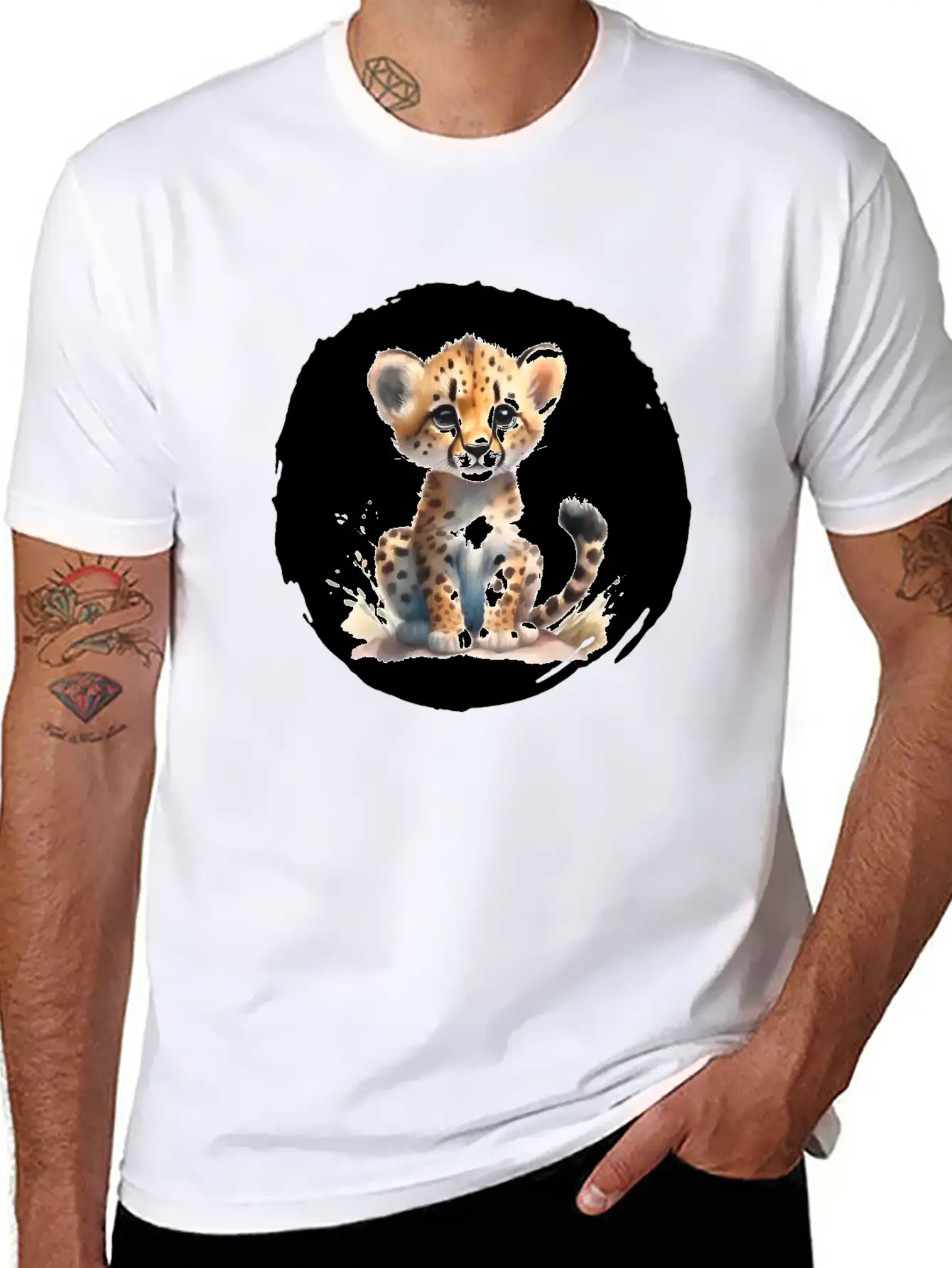 Watercolor Cheetah Stylish Everyday T-Shirt – Unisex Basic Cotton Tee