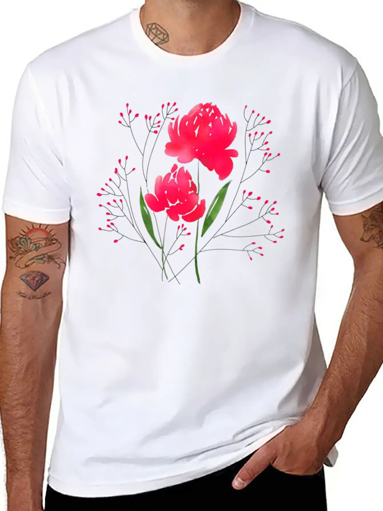 Watercolor Flower Unisex Casual T-Shirt – Clean Design For Daily Comfort