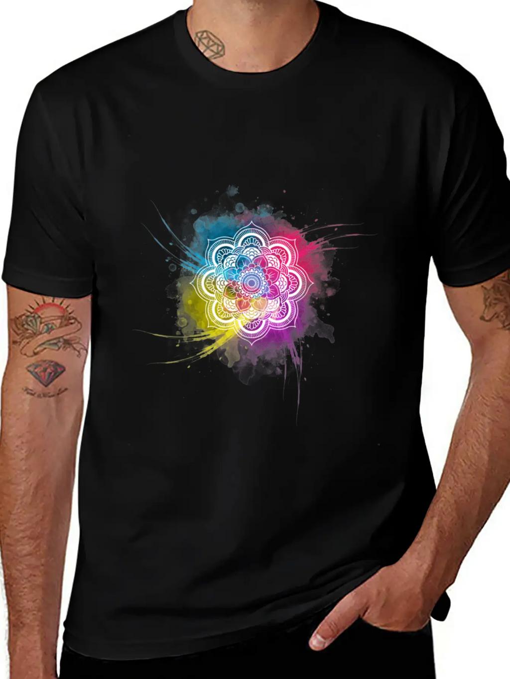 Watercolor Mandala Casual Graphic T-Shirt – Simple And Comfortable Daily Wear