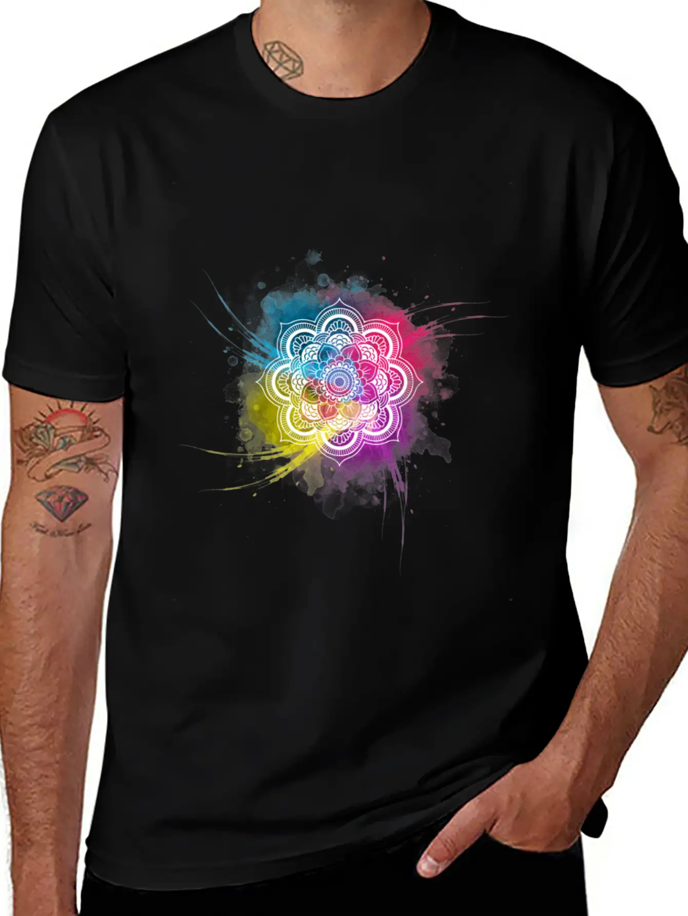 Watercolor Mandala Casual Graphic T-Shirt – Simple And Comfortable Daily Wear