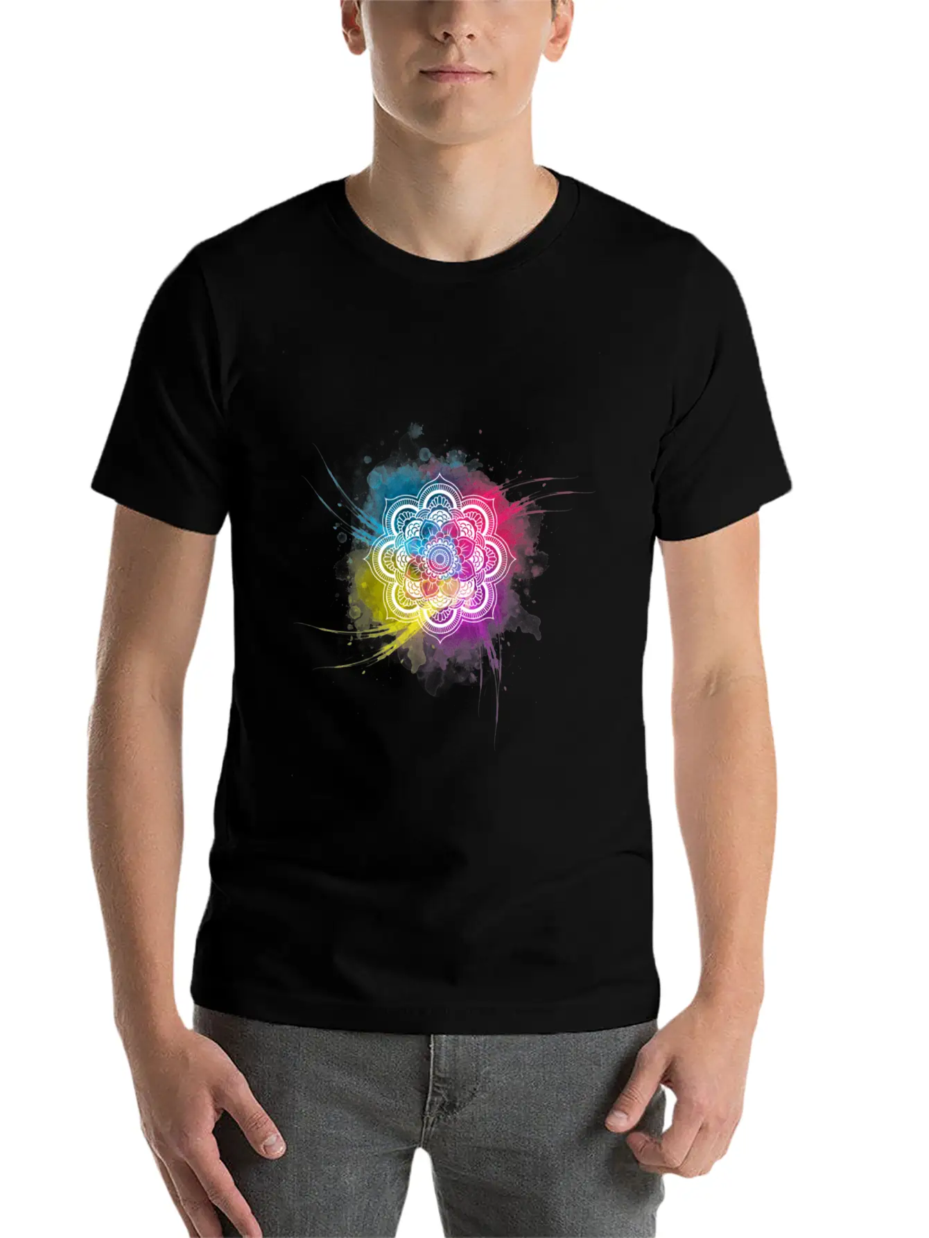 Watercolor Mandala Casual Graphic T-Shirt – Simple And Comfortable Daily Wear