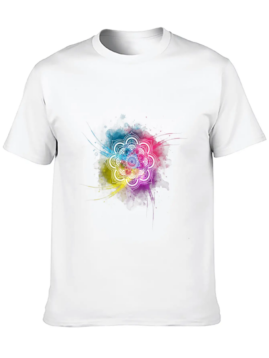 Watercolor Mandala Casual Graphic T-Shirt – Simple And Comfortable Daily Wear