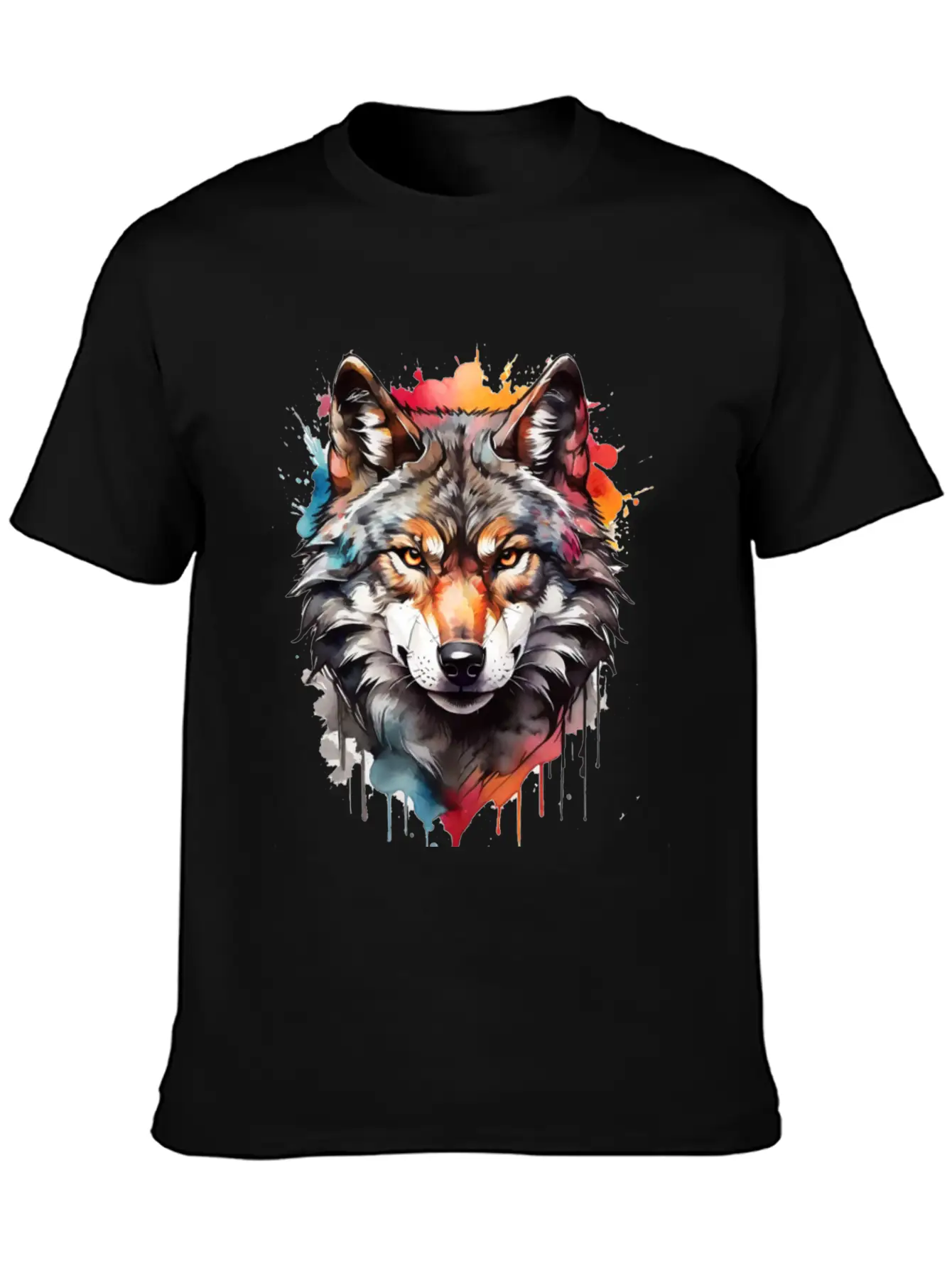Watercolor Wolf Unisex Casual T-Shirt – Clean Design For Daily Comfort