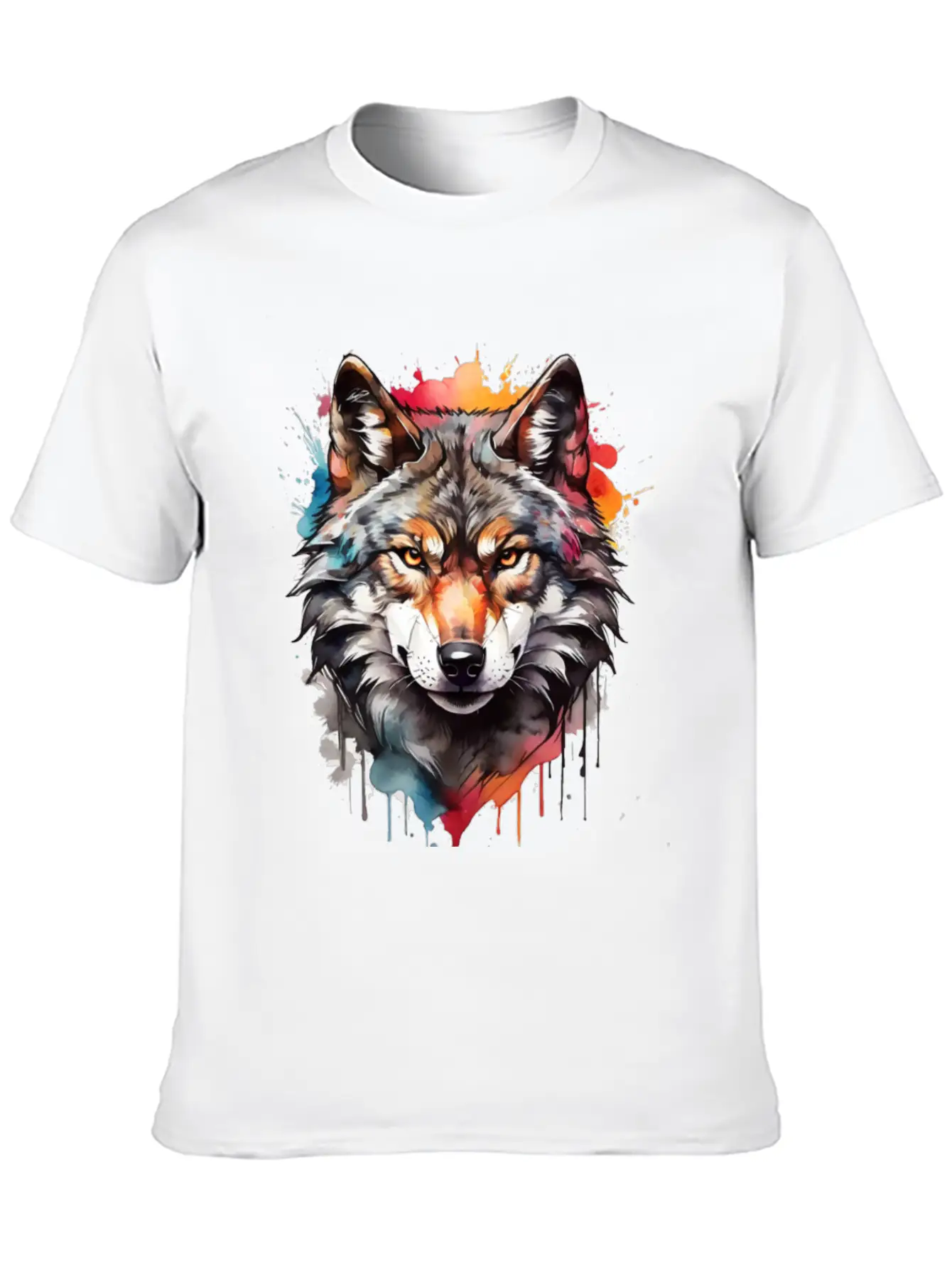 Watercolor Wolf Unisex Casual T-Shirt – Clean Design For Daily Comfort
