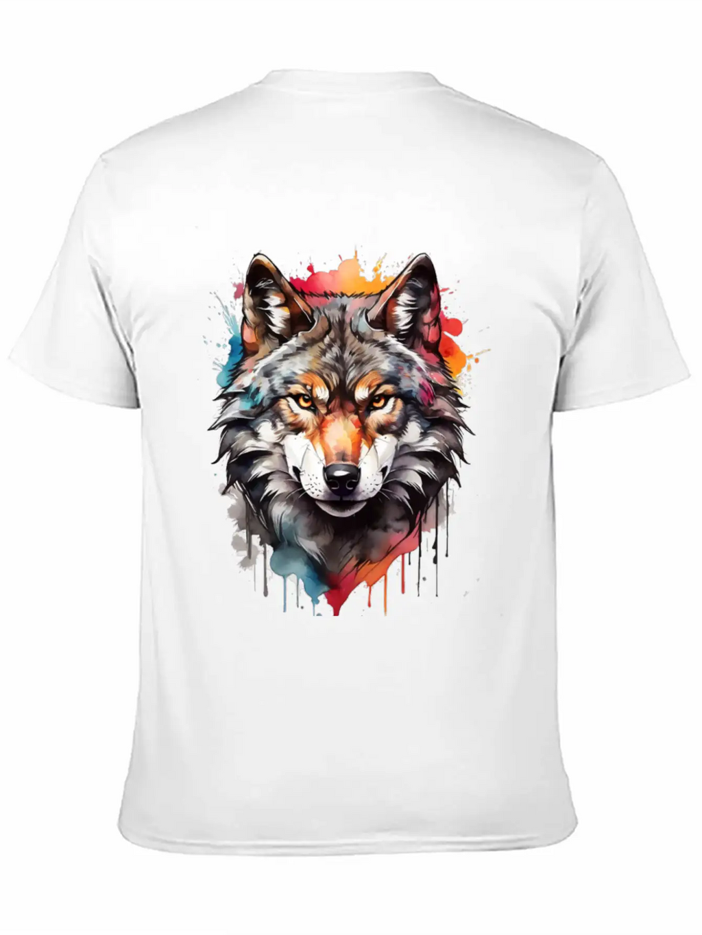 Watercolor Wolf Unisex Casual T-Shirt – Clean Design For Daily Comfort
