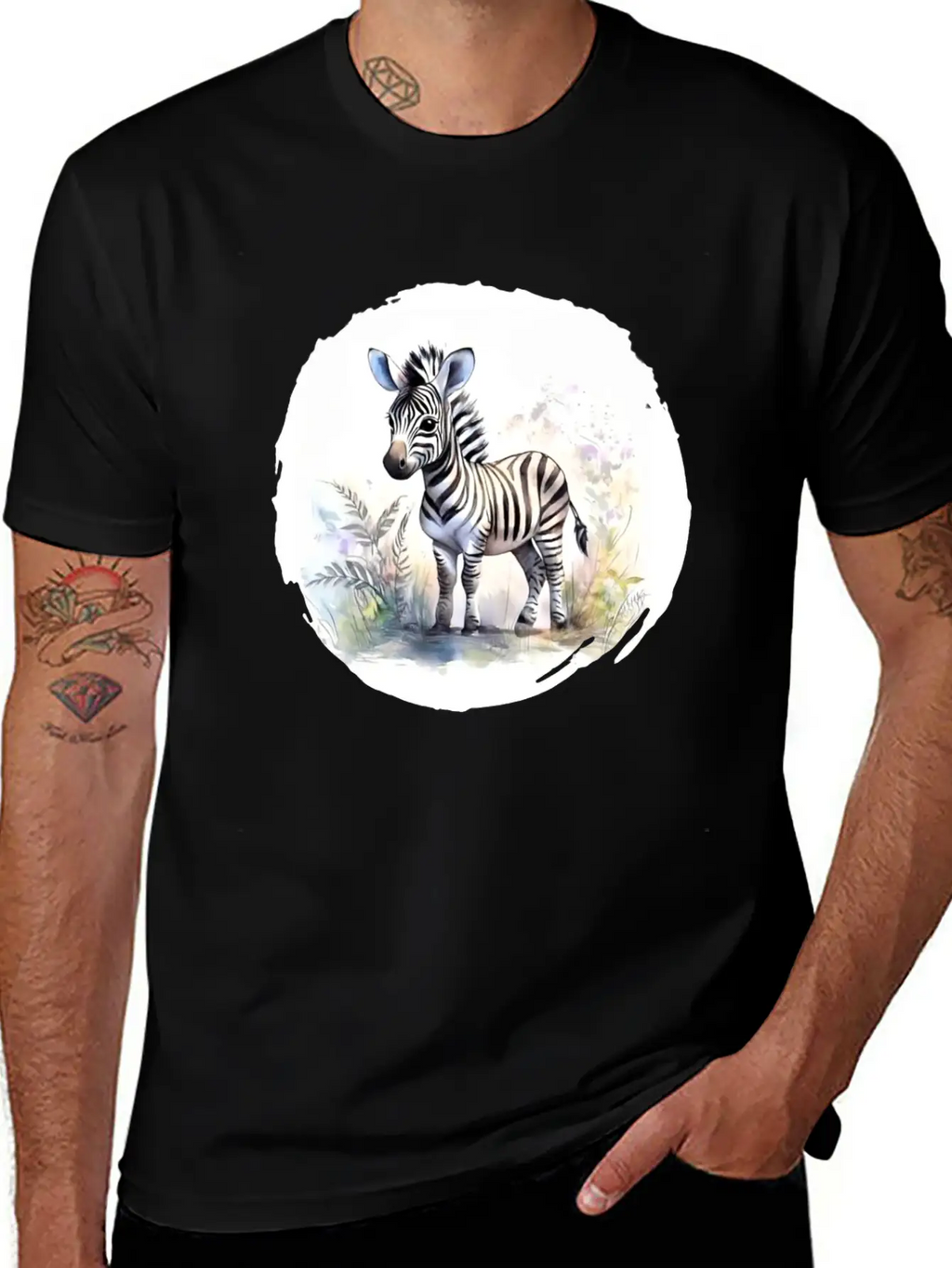 Watercolor Zebra Unisex Short Sleeve Soft Cotton T-Shirt – Casual Everyday Wear