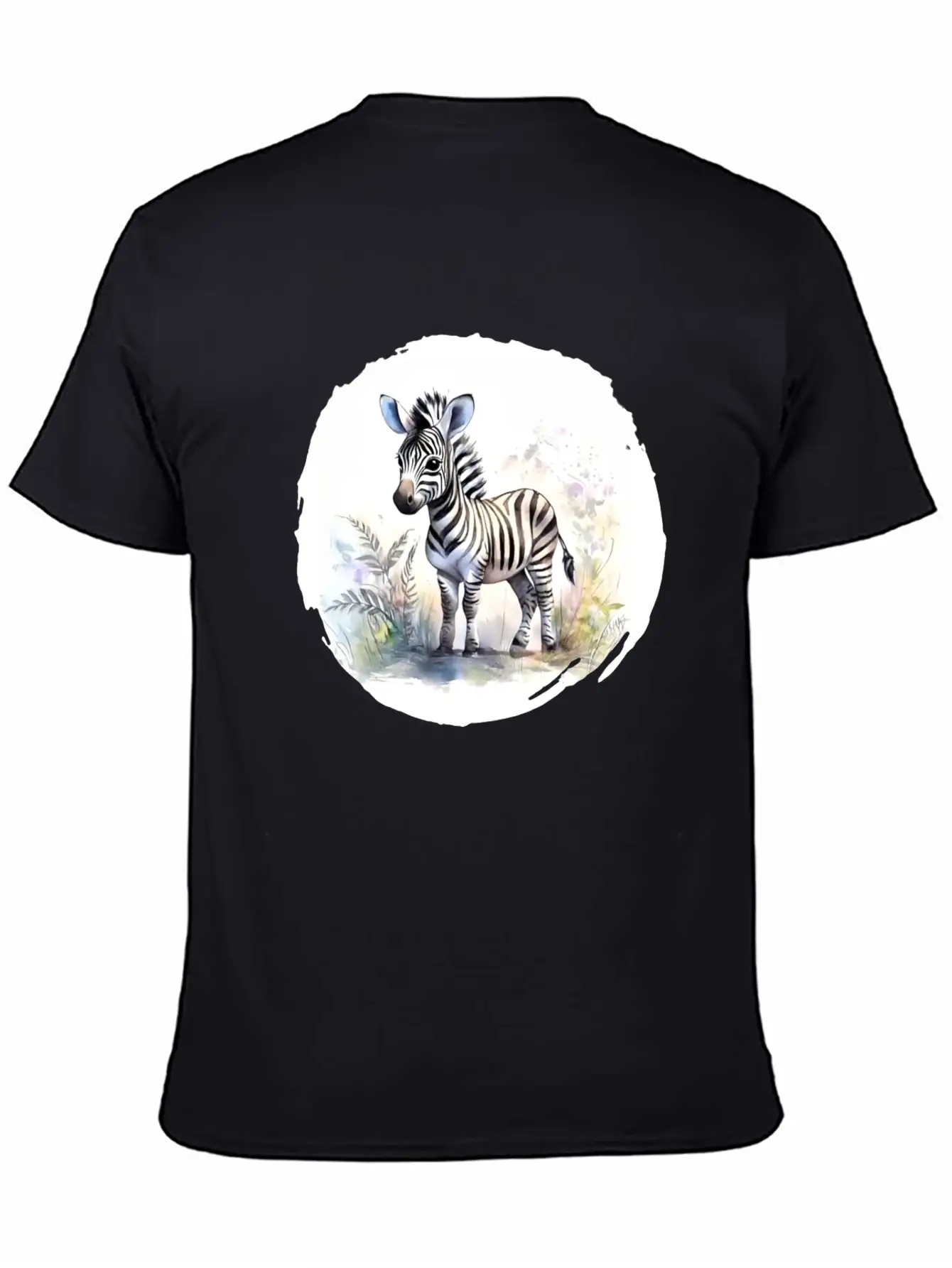 Watercolor Zebra Unisex Short Sleeve Soft Cotton T-Shirt – Casual Everyday Wear