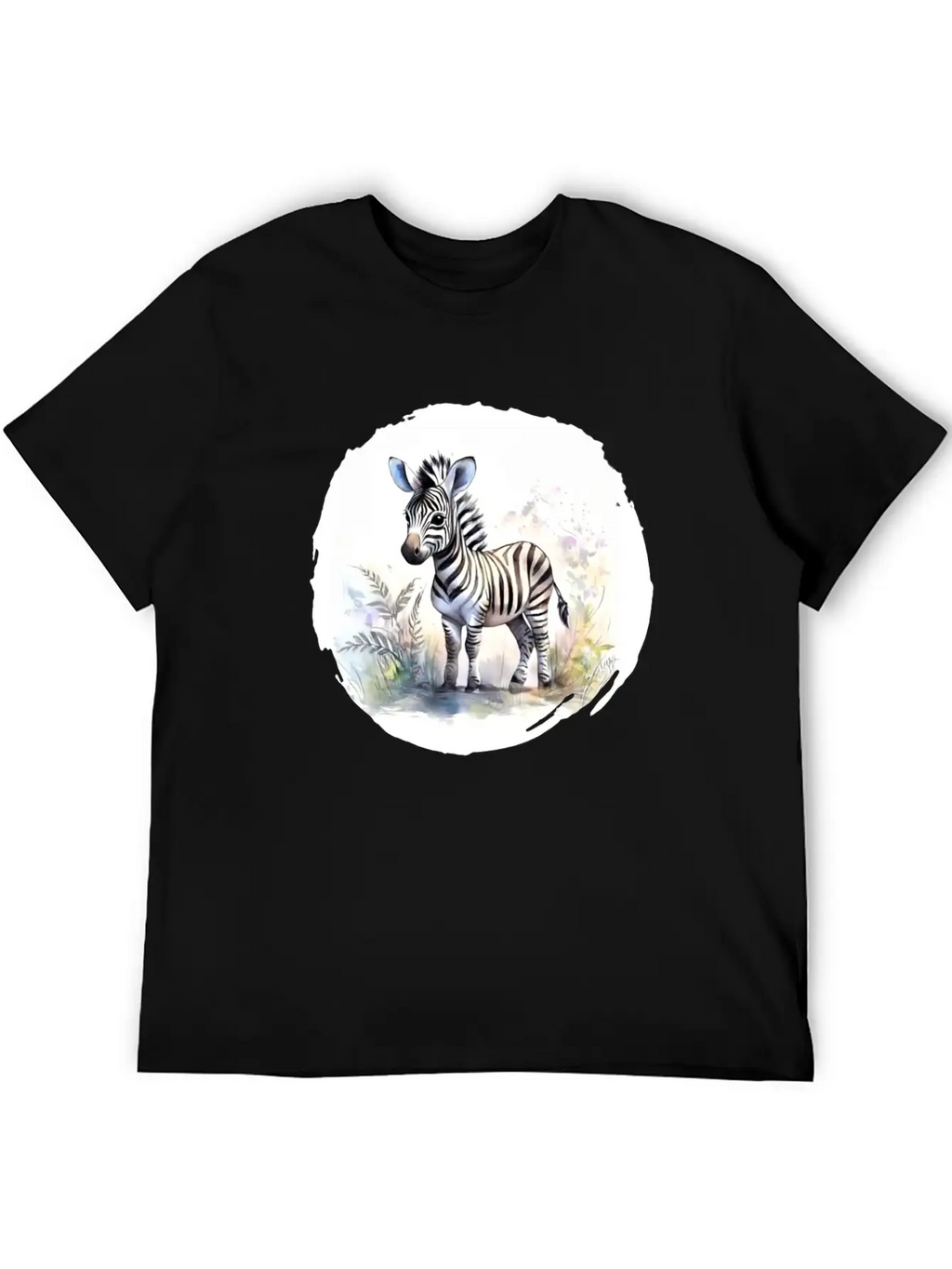Watercolor Zebra Unisex Short Sleeve Soft Cotton T-Shirt – Casual Everyday Wear