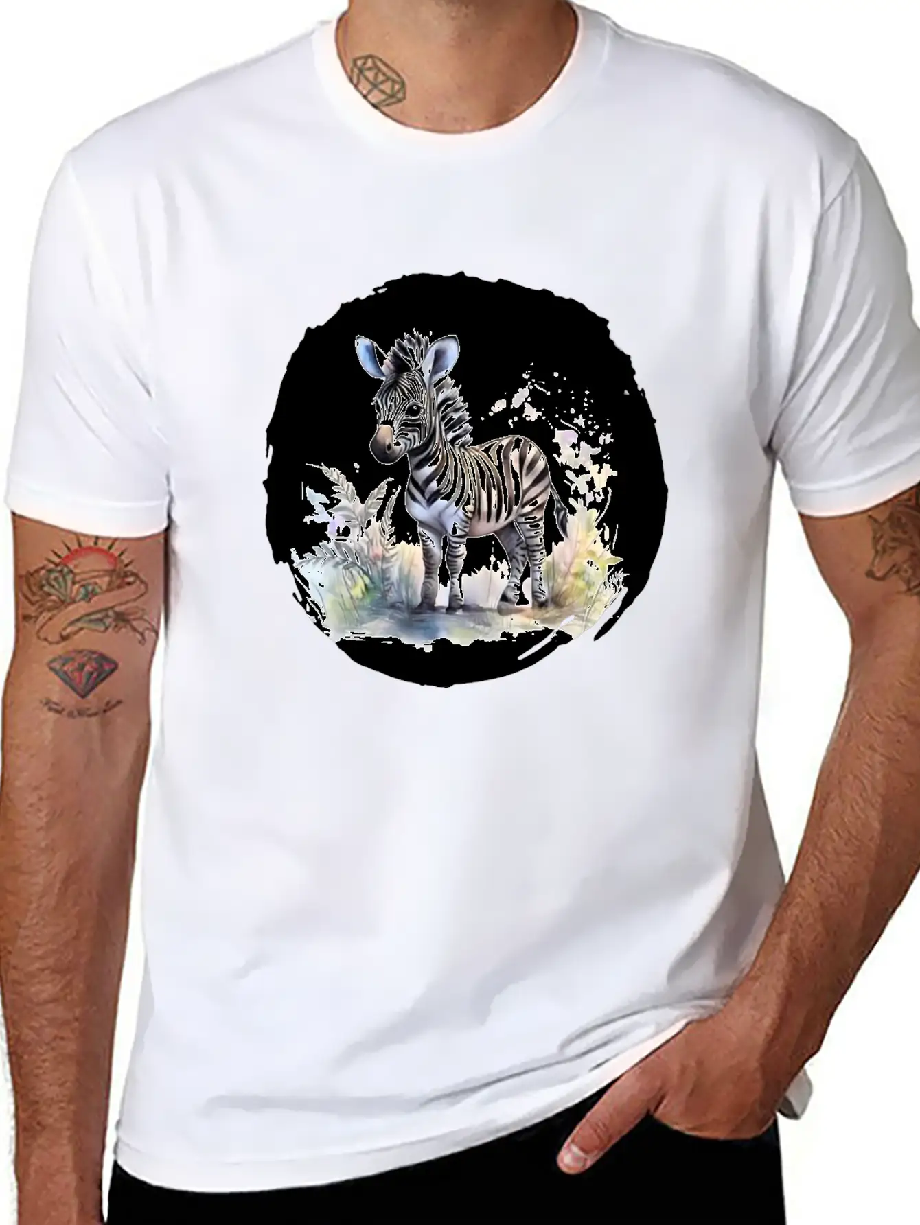 Watercolor Zebra Unisex Short Sleeve Soft Cotton T-Shirt – Casual Everyday Wear