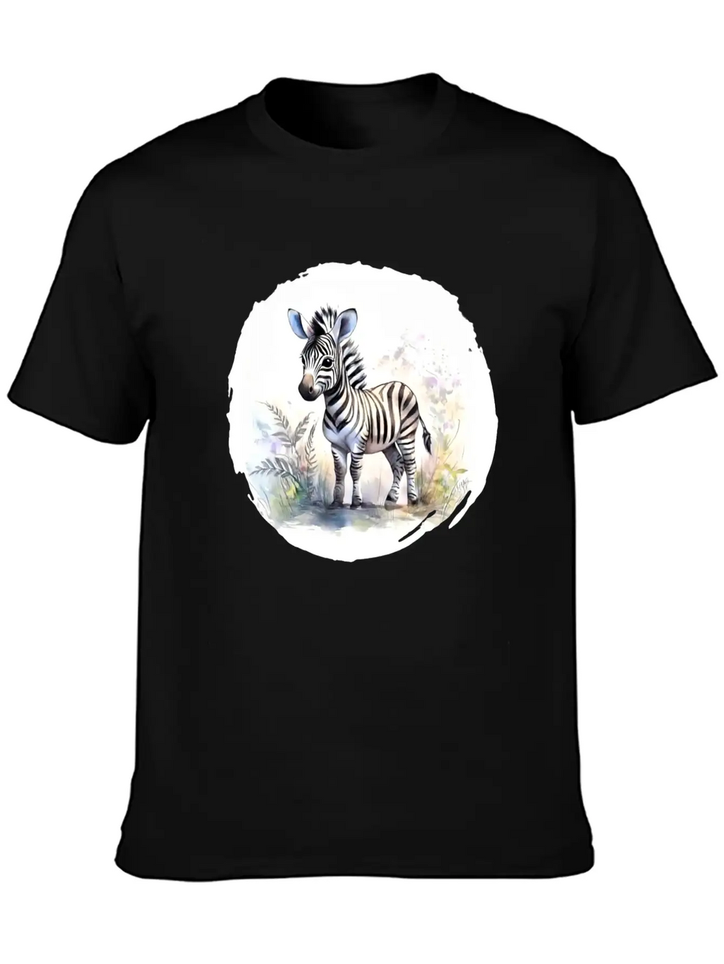 Watercolor Zebra Unisex Short Sleeve Soft Cotton T-Shirt – Casual Everyday Wear