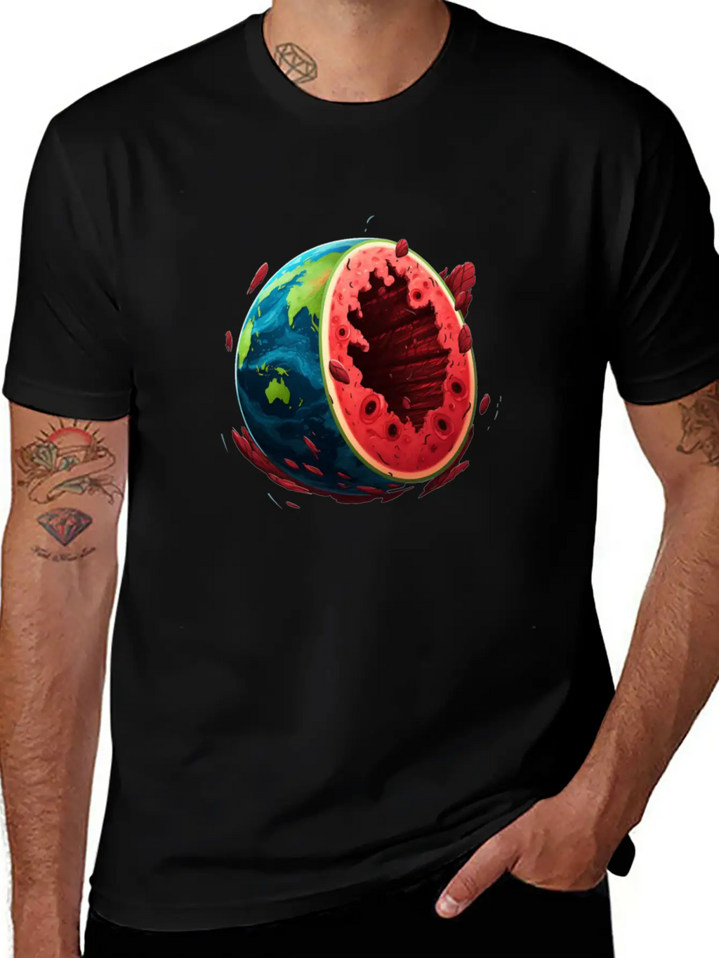 Watermelon Planet Unisex Short Sleeve Soft Cotton T-Shirt – Casual Everyday Wear