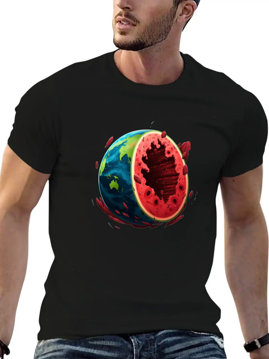 Watermelon Planet Unisex Short Sleeve Soft Cotton T-Shirt – Casual Everyday Wear