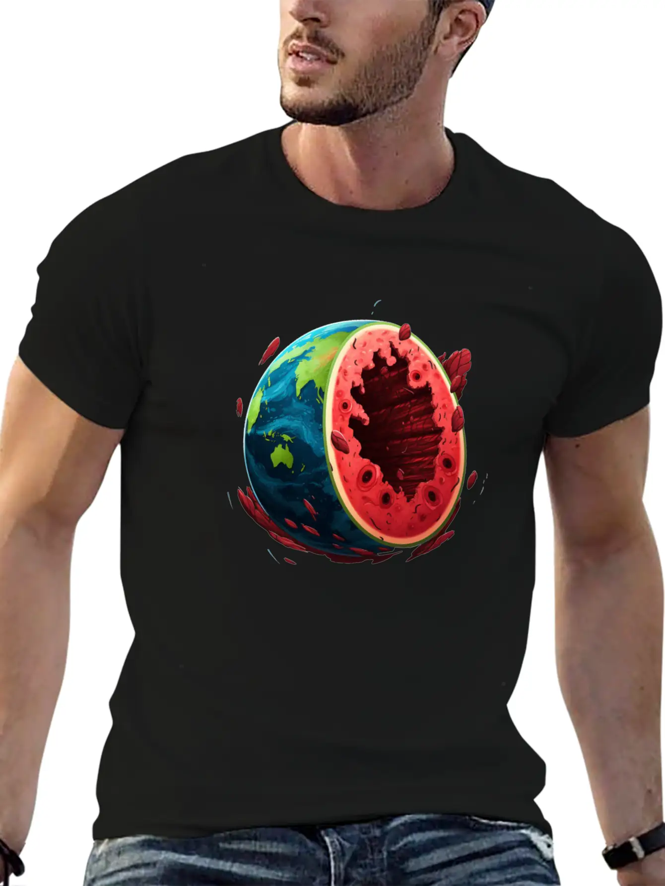 Watermelon Planet Unisex Short Sleeve Soft Cotton T-Shirt – Casual Everyday Wear