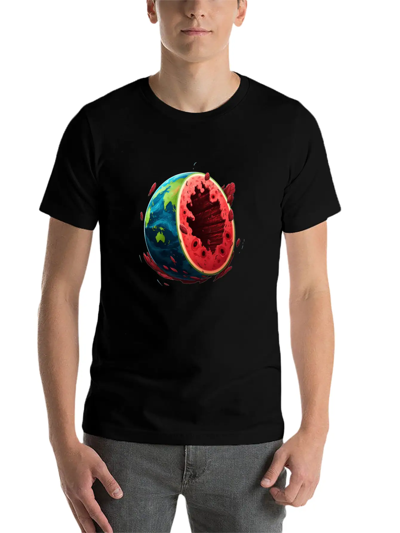 Watermelon Planet Unisex Short Sleeve Soft Cotton T-Shirt – Casual Everyday Wear