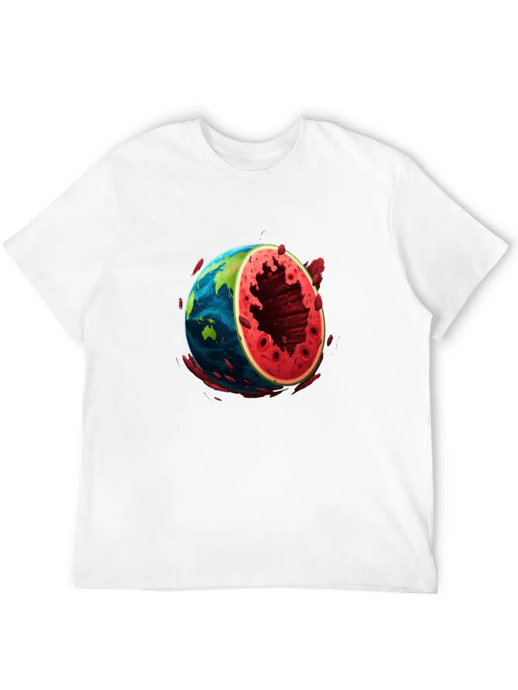 Watermelon Planet Unisex Short Sleeve Soft Cotton T-Shirt – Casual Everyday Wear