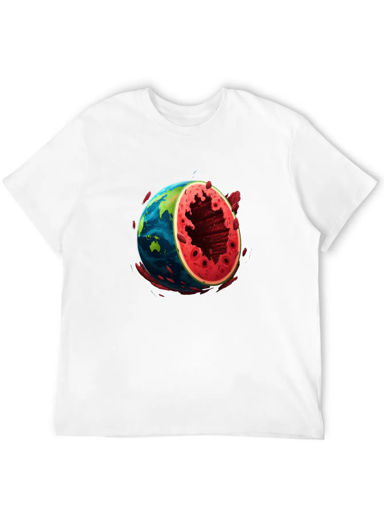 Watermelon Planet Unisex Short Sleeve Soft Cotton T-Shirt – Casual Everyday Wear
