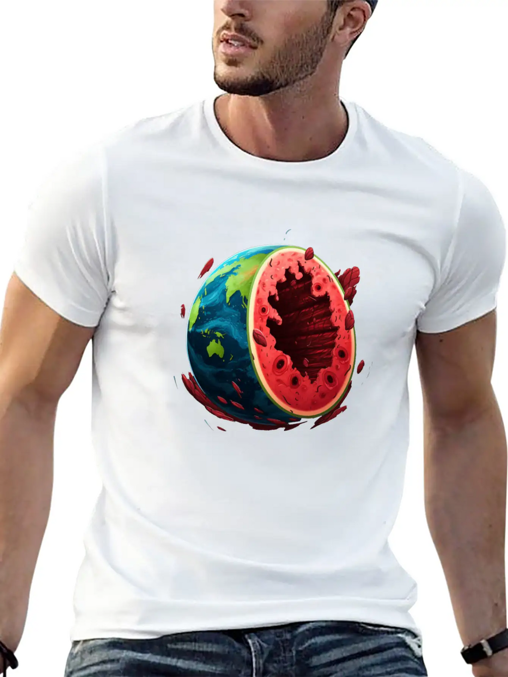 Watermelon Planet Unisex Short Sleeve Soft Cotton T-Shirt – Casual Everyday Wear