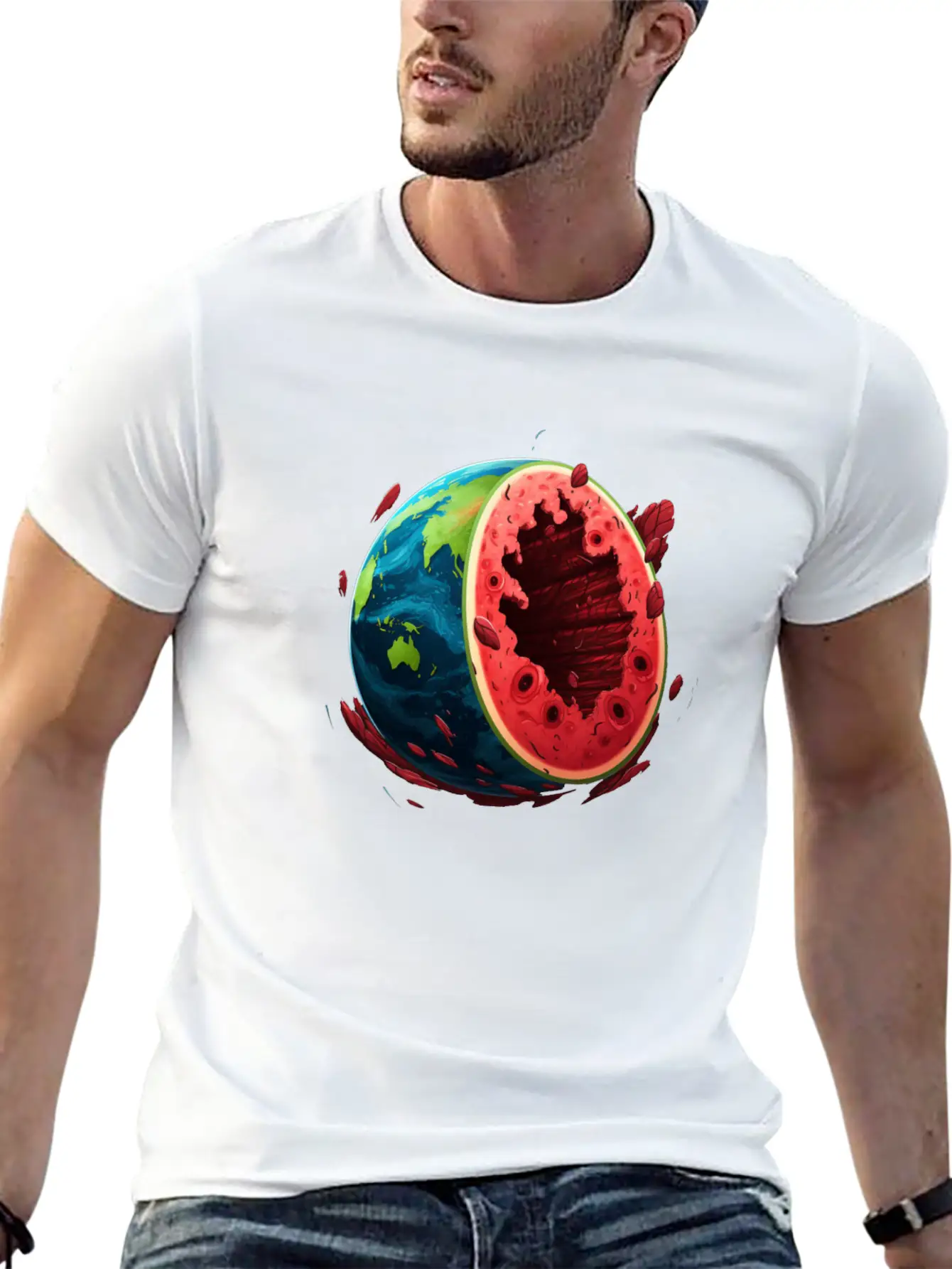 Watermelon Planet Unisex Short Sleeve Soft Cotton T-Shirt – Casual Everyday Wear