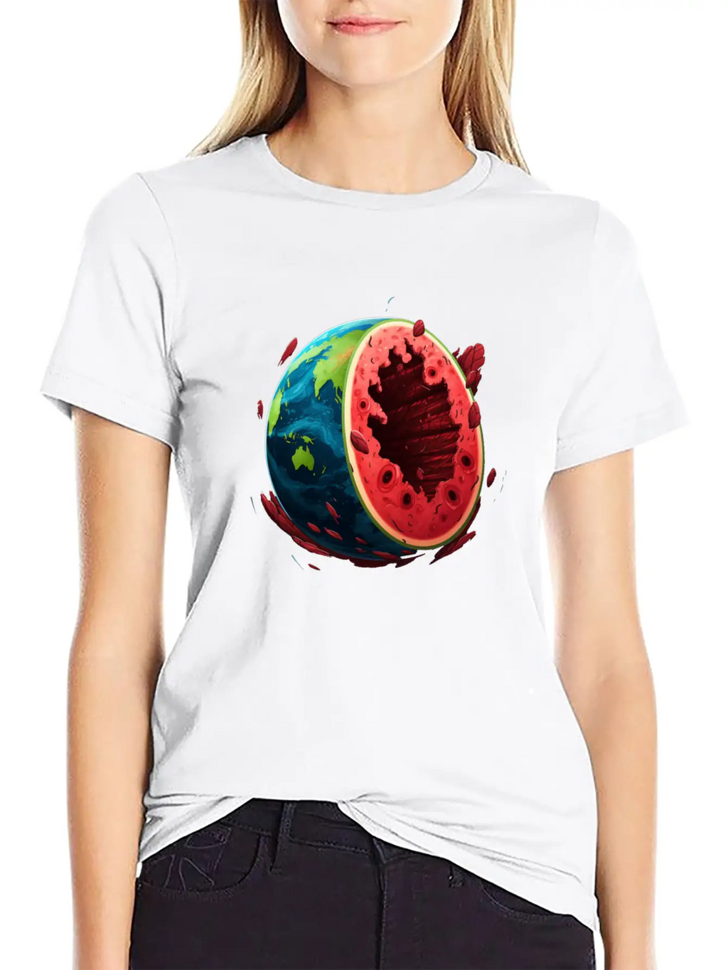 Watermelon Planet Unisex Short Sleeve Soft Cotton T-Shirt – Casual Everyday Wear
