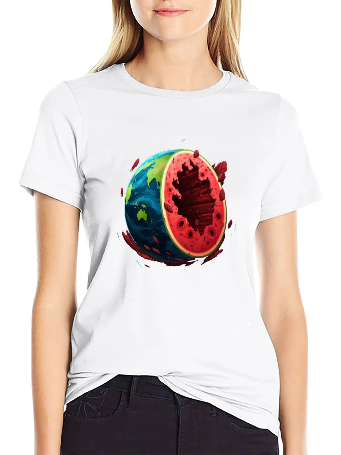 Watermelon Planet Unisex Short Sleeve Soft Cotton T-Shirt – Casual Everyday Wear