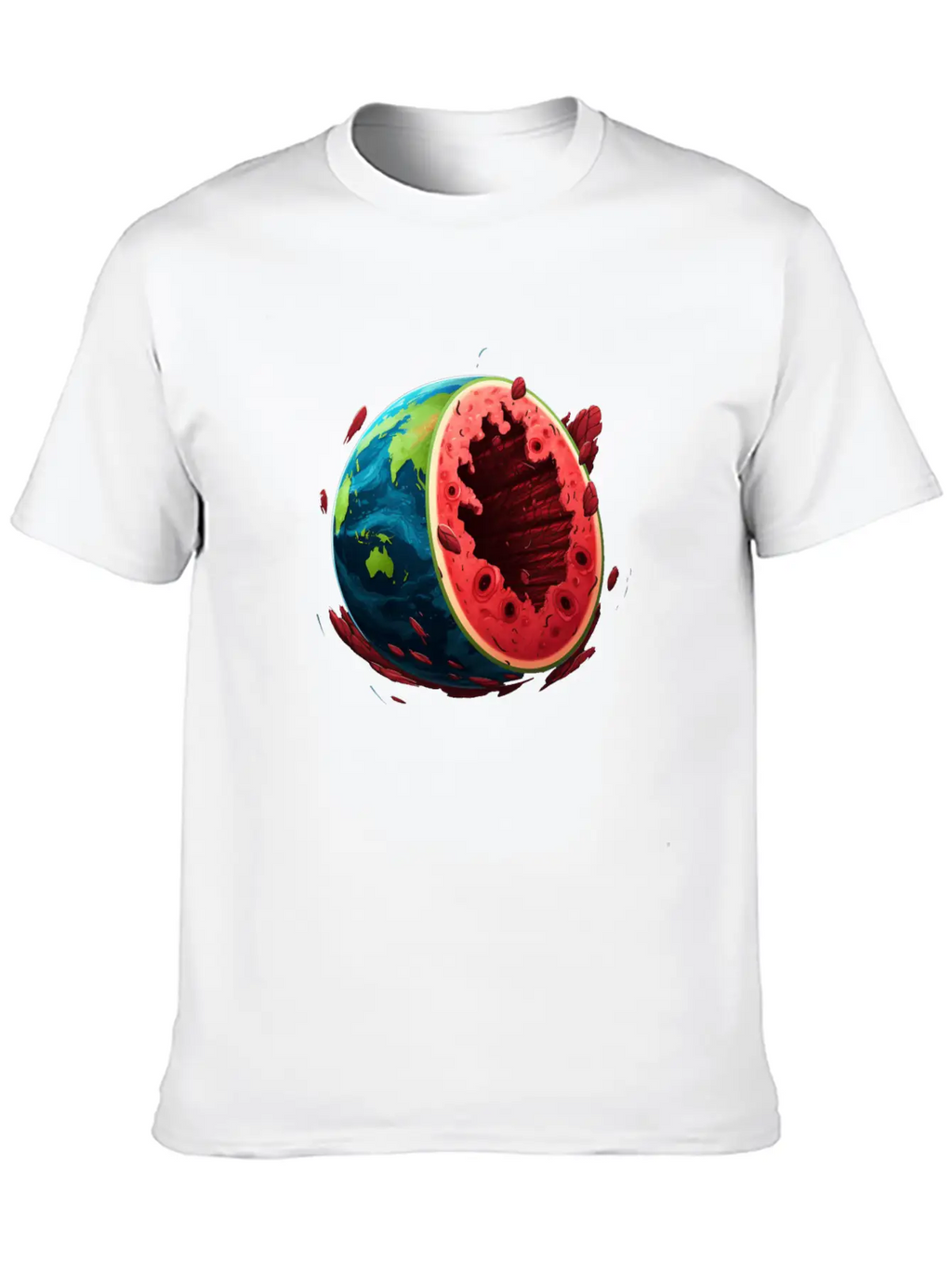 Watermelon Planet Unisex Short Sleeve Soft Cotton T-Shirt – Casual Everyday Wear