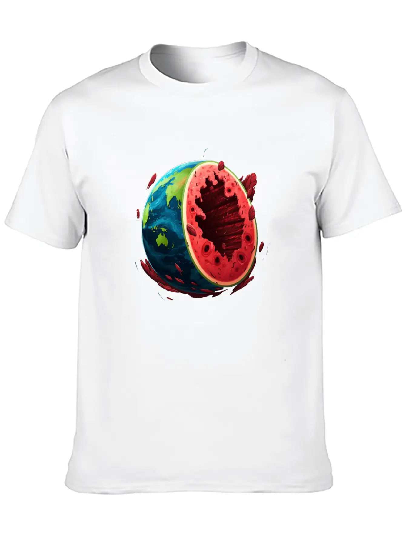 Watermelon Planet Unisex Short Sleeve Soft Cotton T-Shirt – Casual Everyday Wear