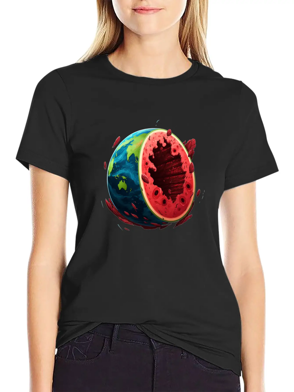Watermelon Planet Unisex Short Sleeve Soft Cotton T-Shirt – Casual Everyday Wear