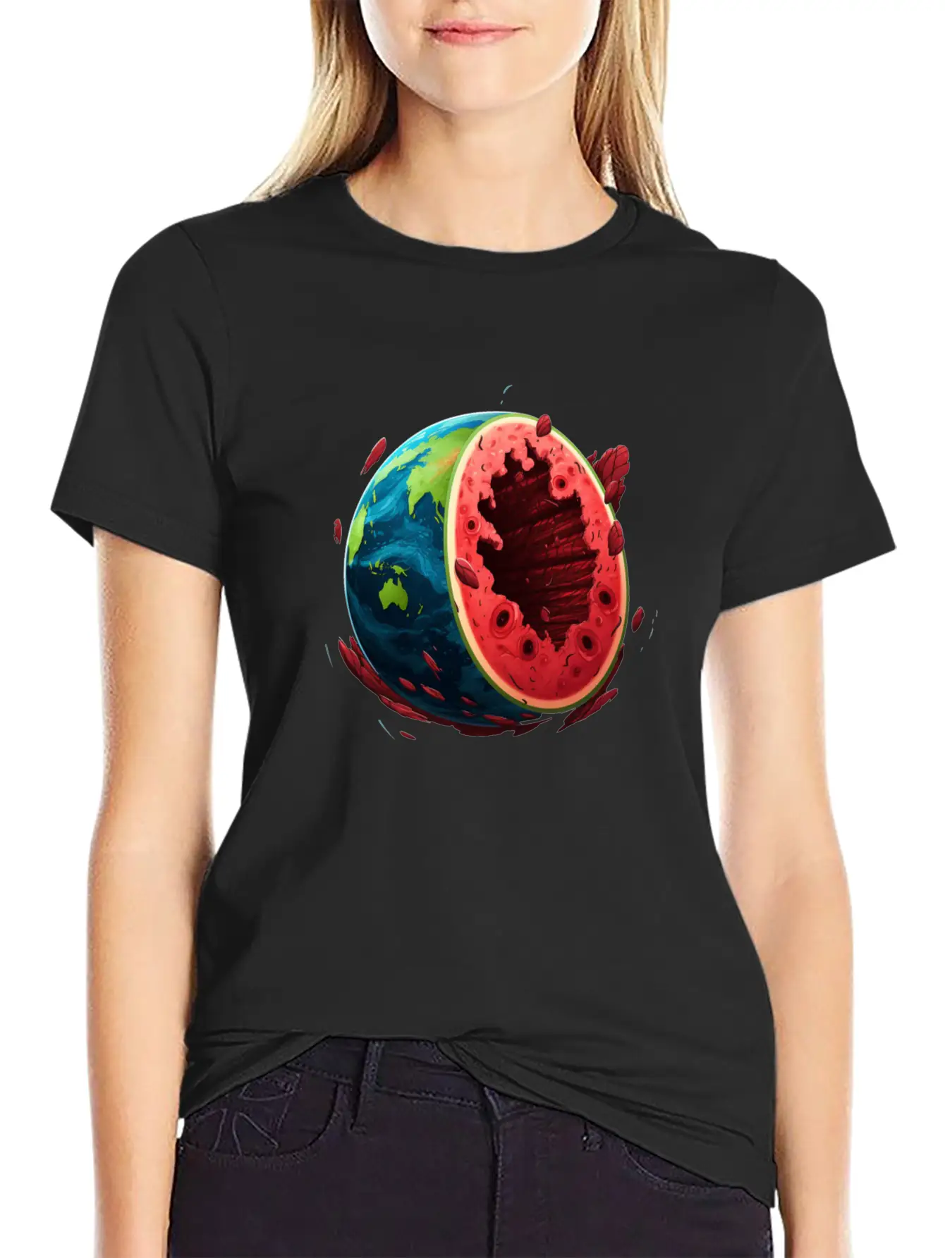 Watermelon Planet Unisex Short Sleeve Soft Cotton T-Shirt – Casual Everyday Wear
