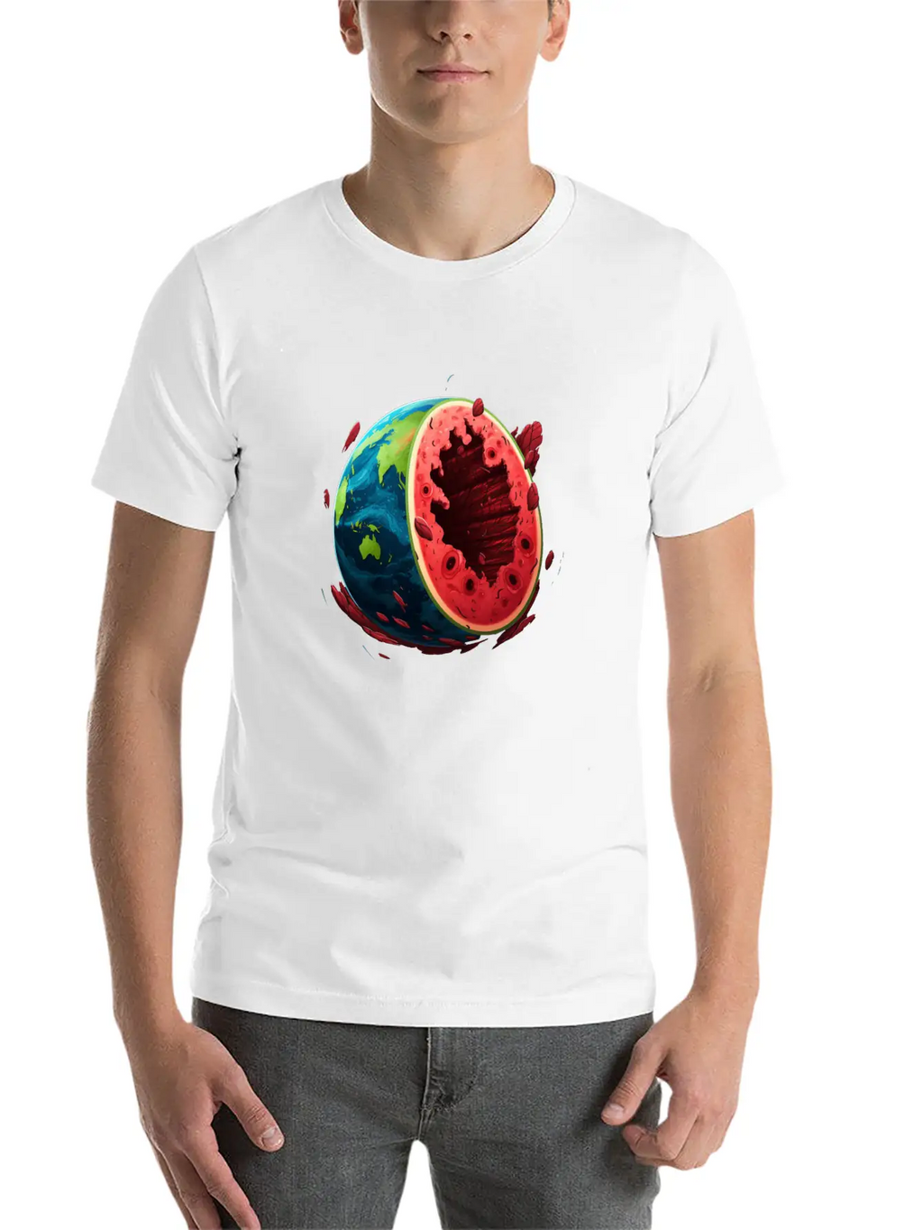 Watermelon Planet Unisex Short Sleeve Soft Cotton T-Shirt – Casual Everyday Wear