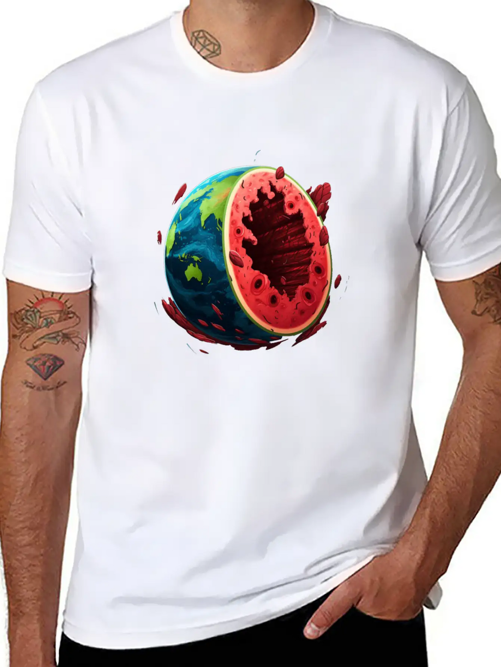 Watermelon Planet Unisex Short Sleeve Soft Cotton T-Shirt – Casual Everyday Wear