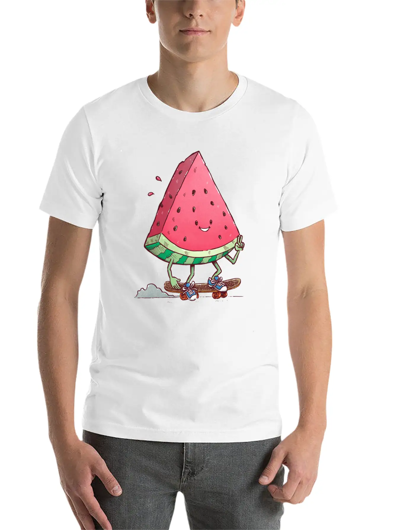 Watermelon Slice Skater Unisex Casual T-Shirt – Clean Design For Daily Comfort