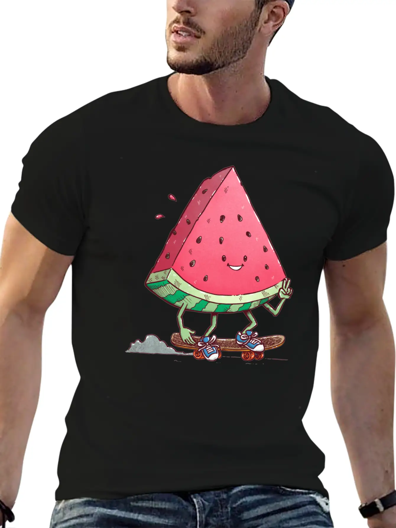 Watermelon Slice Skater Unisex Casual T-Shirt – Clean Design For Daily Comfort